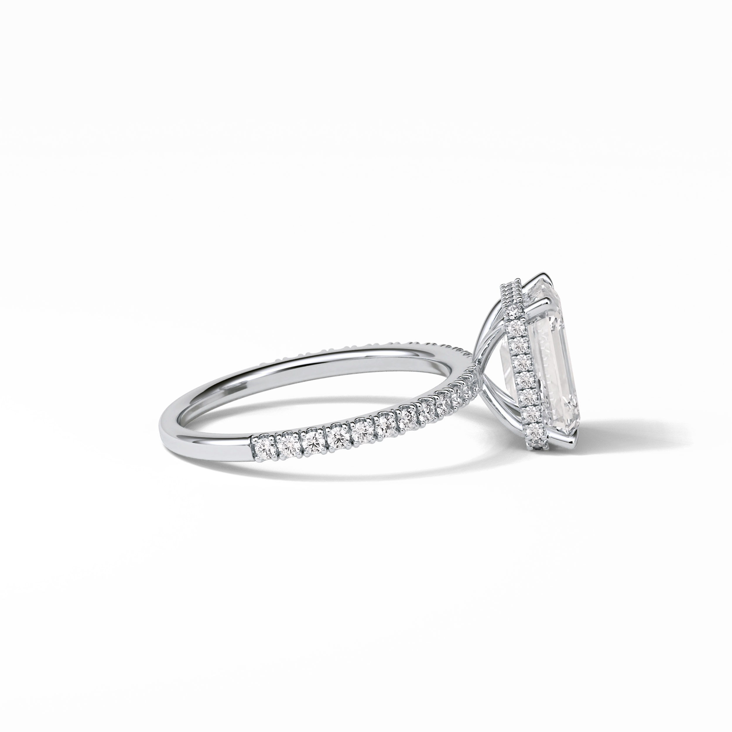Emerald Hidden Halo & Pave Lab Grown Diamond Engagement Ring