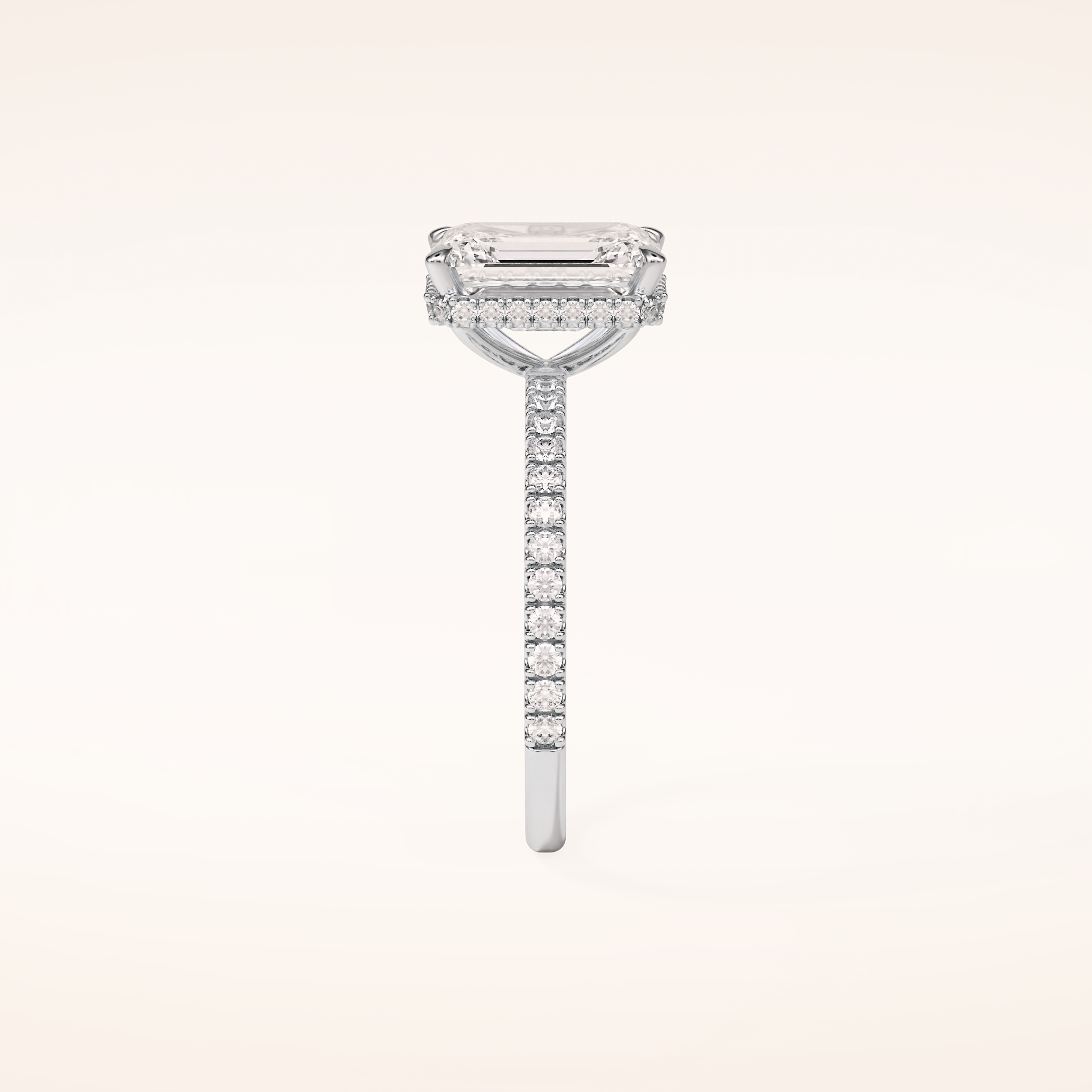 2.30 CT Emerald Shaped Pave Moissanite Engagement Ring