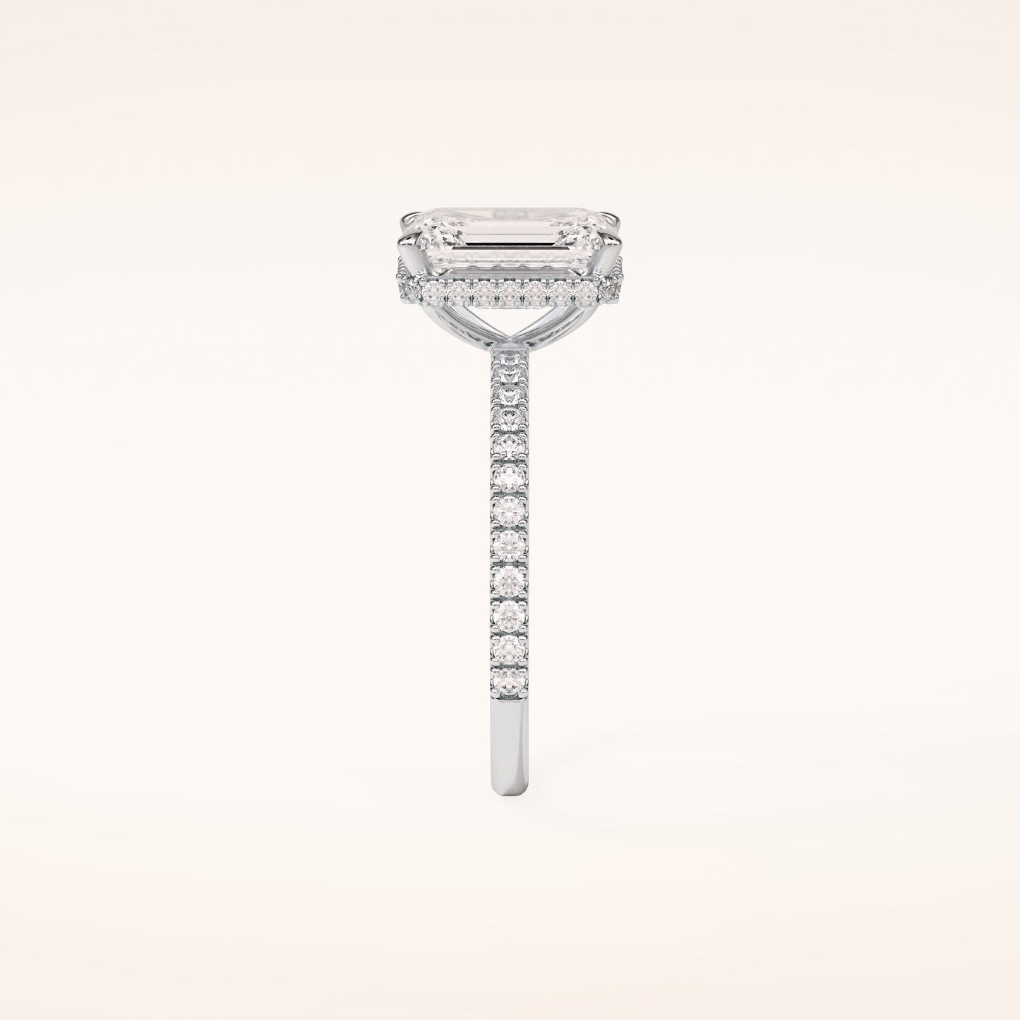 2.30 CT Emerald Shaped Pave Moissanite Engagement Ring