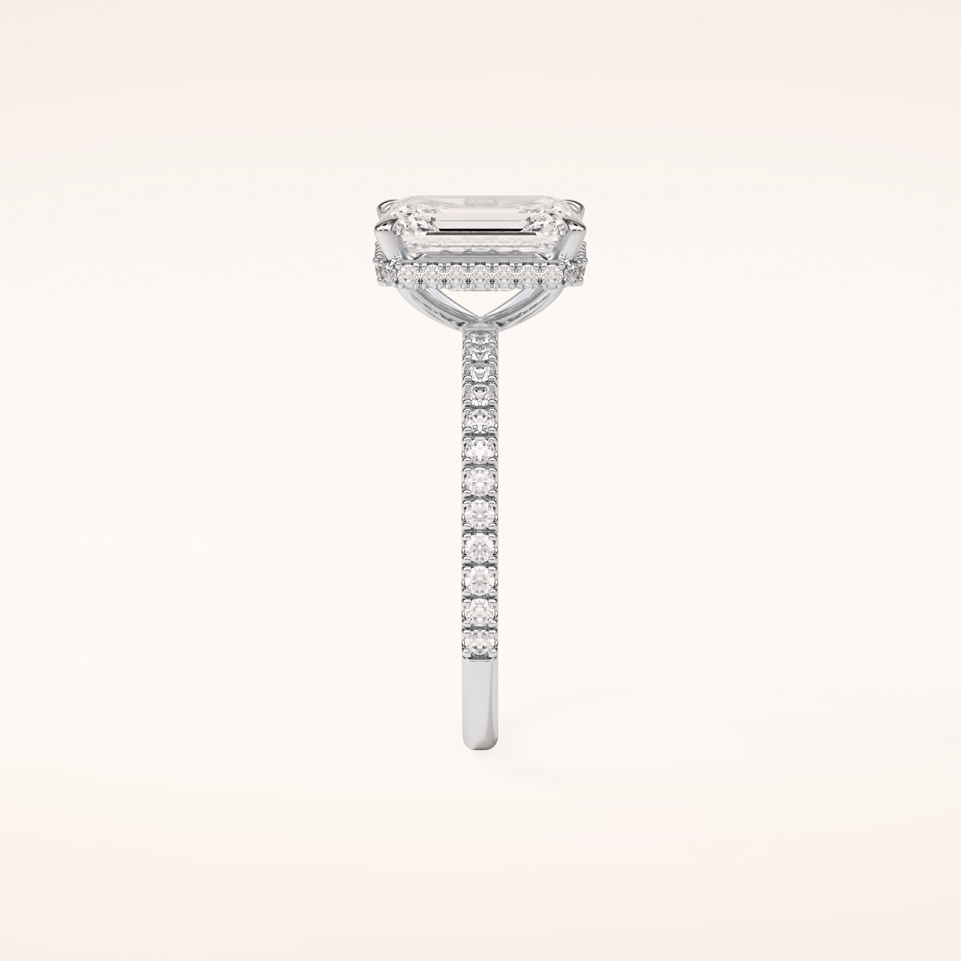 2.30 CT Emerald Shaped Pave Moissanite Engagement Ring