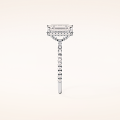 2.30 CT Emerald Shaped Pave Moissanite Engagement Ring