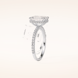 2.30 CT Emerald Shaped Pave Moissanite Engagement Ring