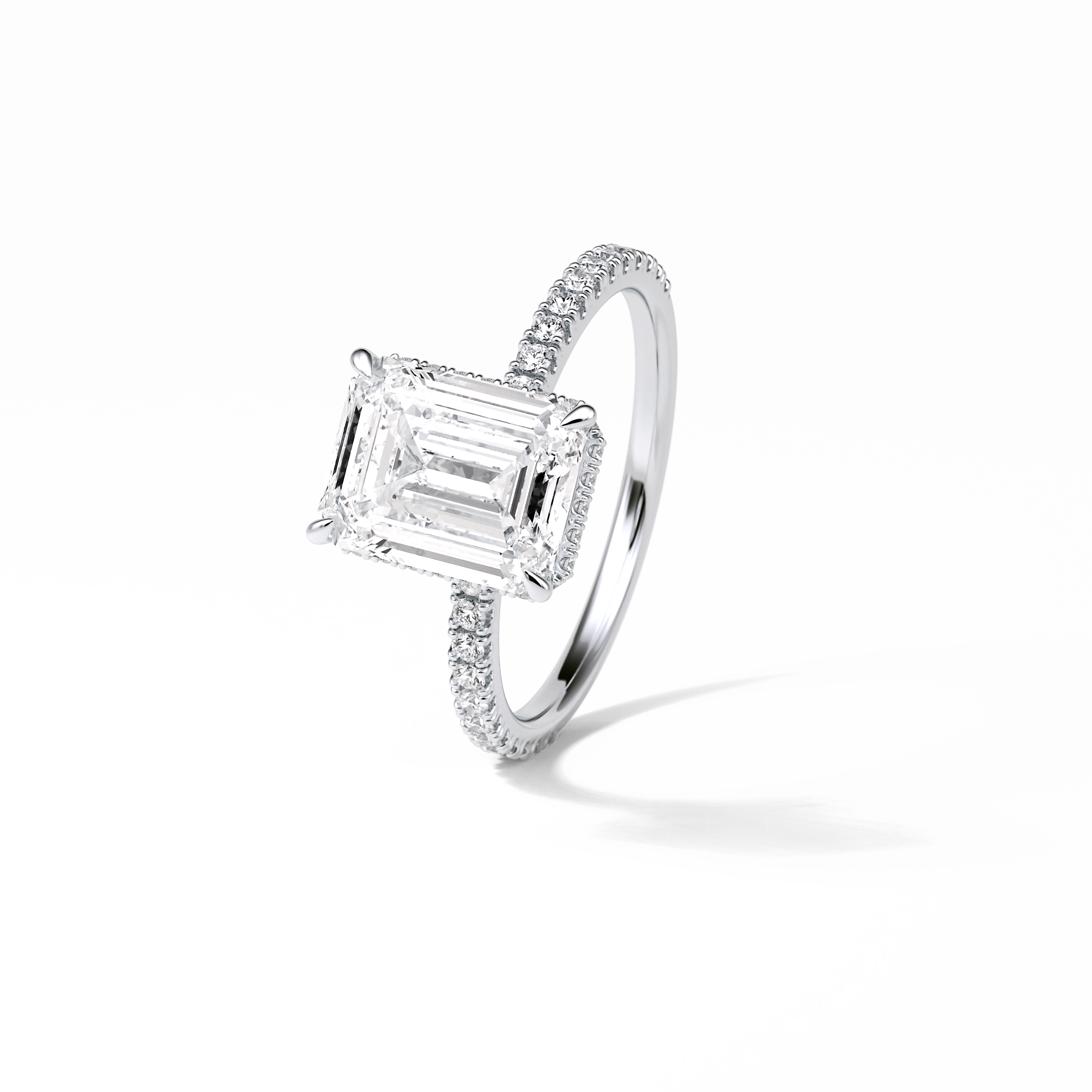 Emerald Hidden Halo & Pave Lab Grown Diamond Engagement Ring