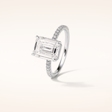 2.30 CT Emerald Shaped Pave Moissanite Engagement Ring