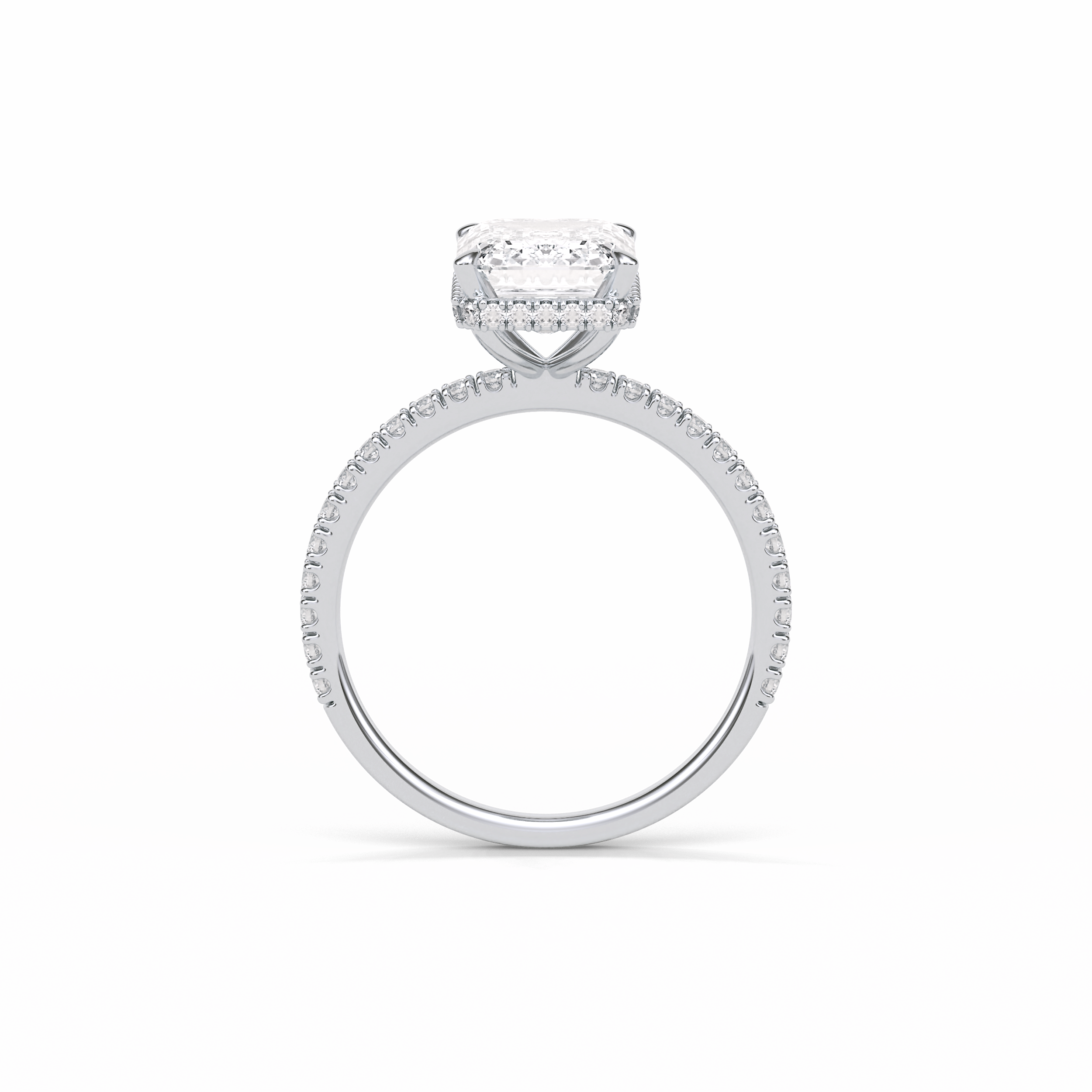 Emerald Hidden Halo & Pave Lab Grown Diamond Engagement Ring