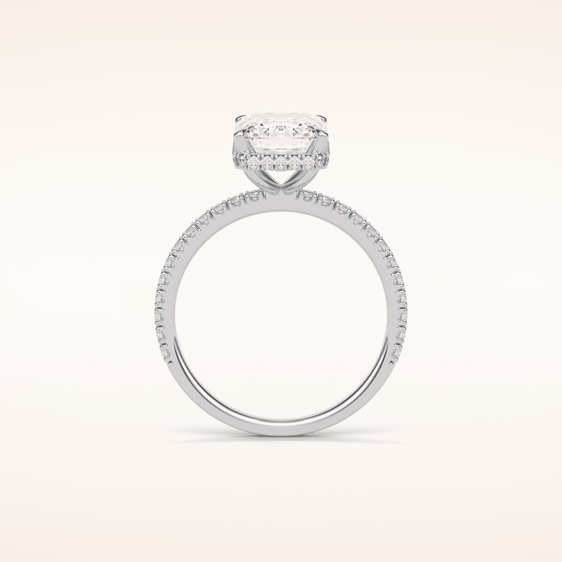 2.30 CT Emerald Shaped Pave Moissanite Engagement Ring