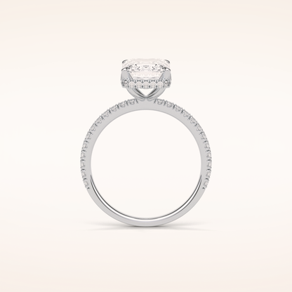 2.30 CT Emerald Shaped Pave Moissanite Engagement Ring