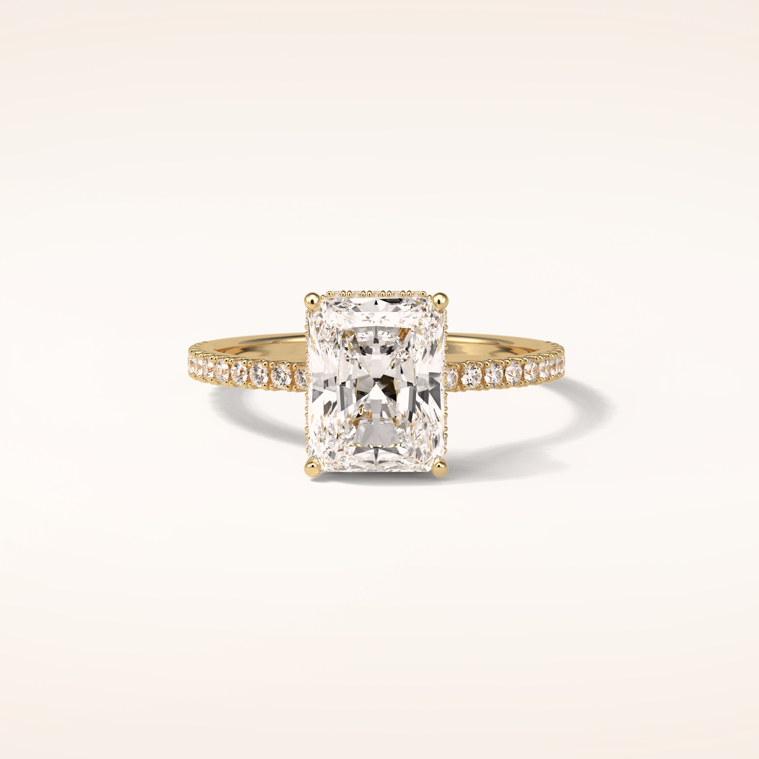 2.43 CT Radiant Shaped Pave Moissanite Engagement Ring