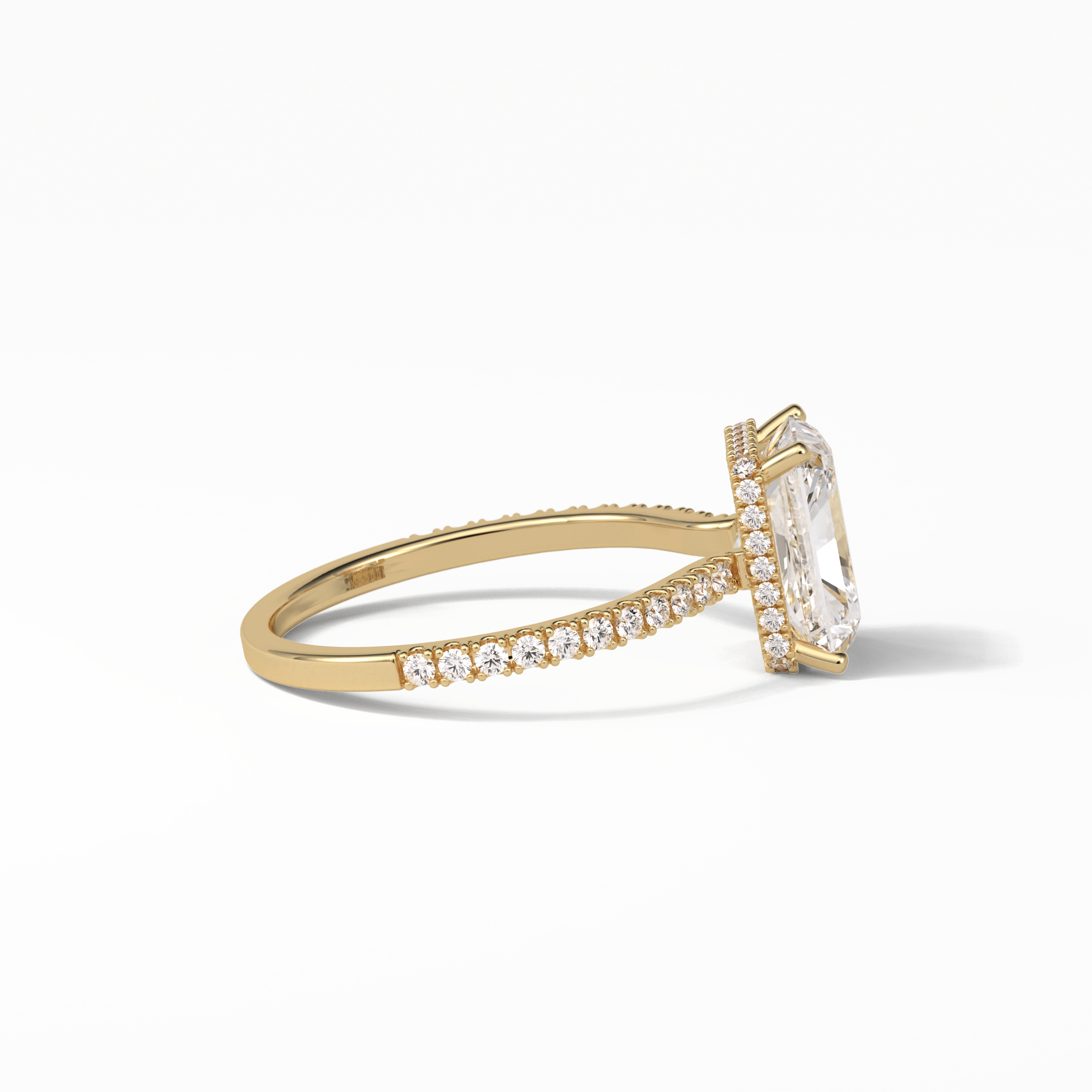Radiant Hidden Halo & Pave Lab Grown Diamond Engagement Ring