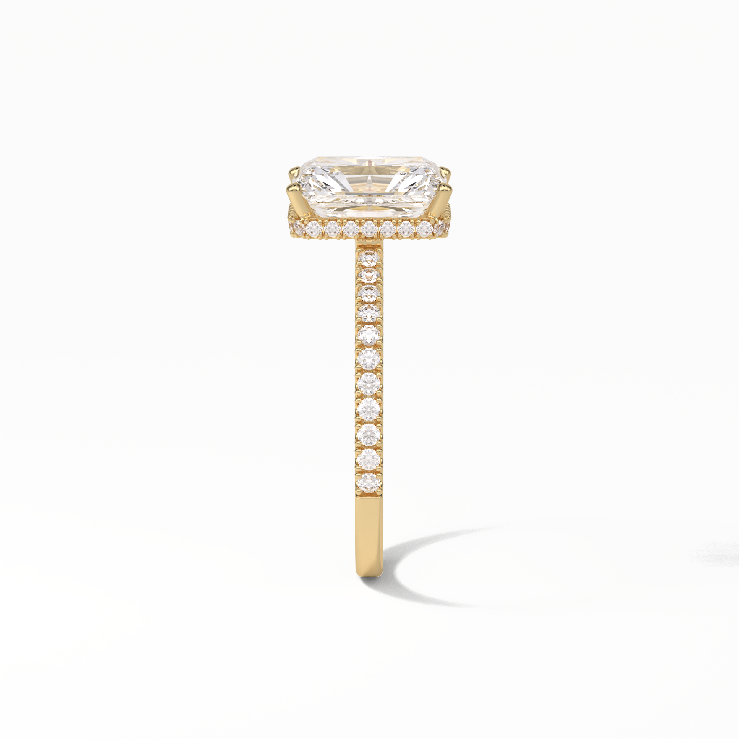 Radiant Hidden Halo & Pave Lab Grown Diamond Engagement Ring