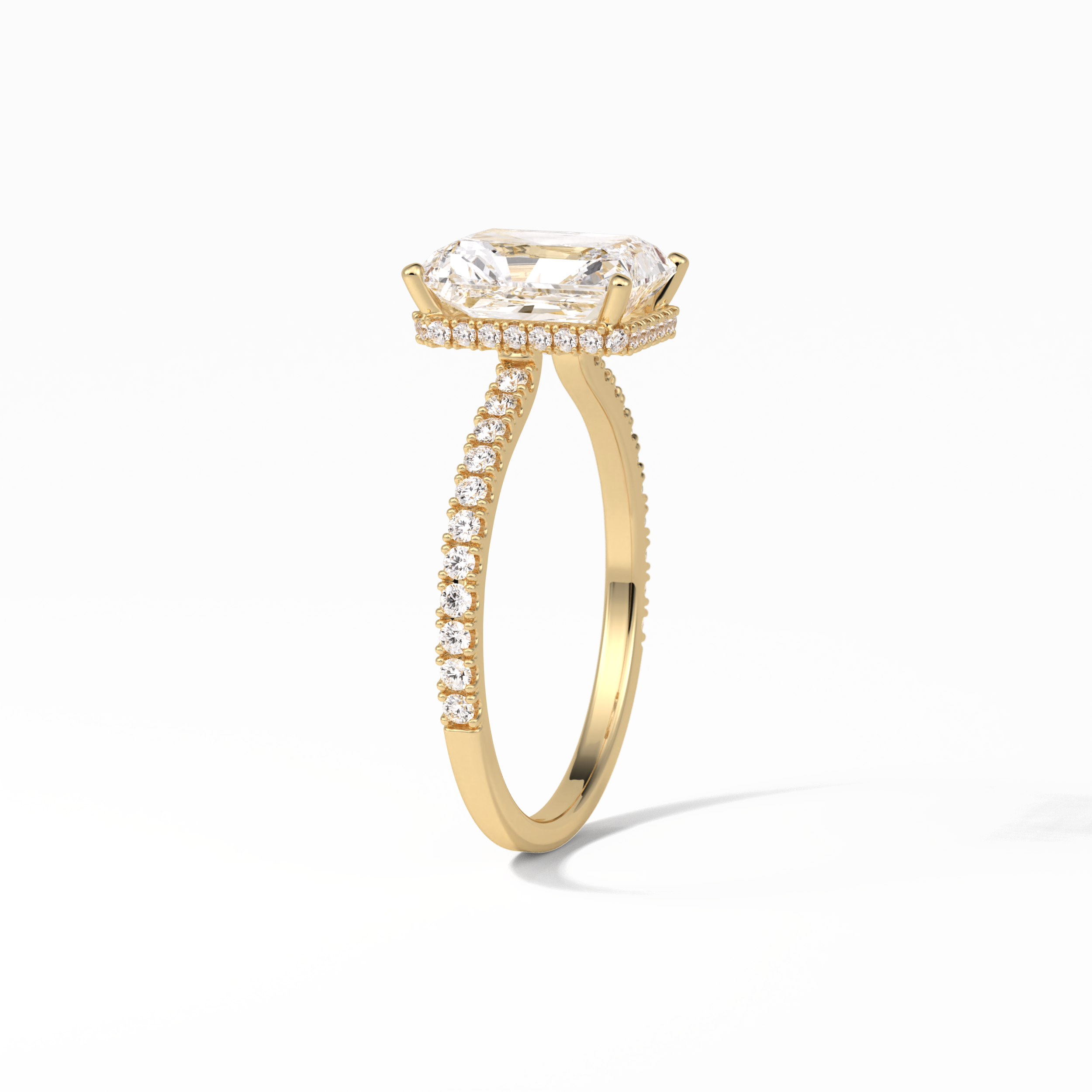 Radiant Hidden Halo & Pave Lab Grown Diamond Engagement Ring