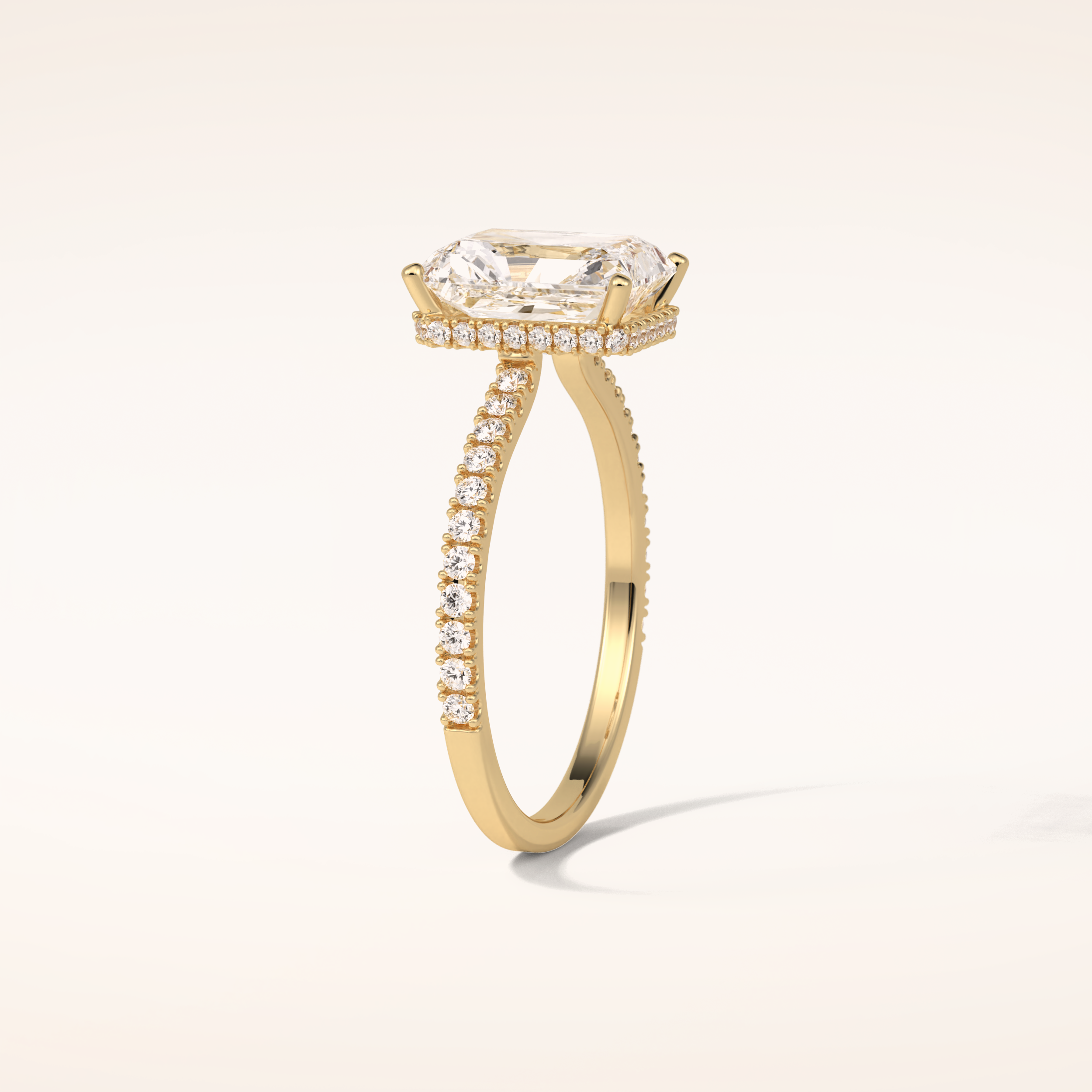 2.43 CT Radiant Shaped Pave Moissanite Engagement Ring