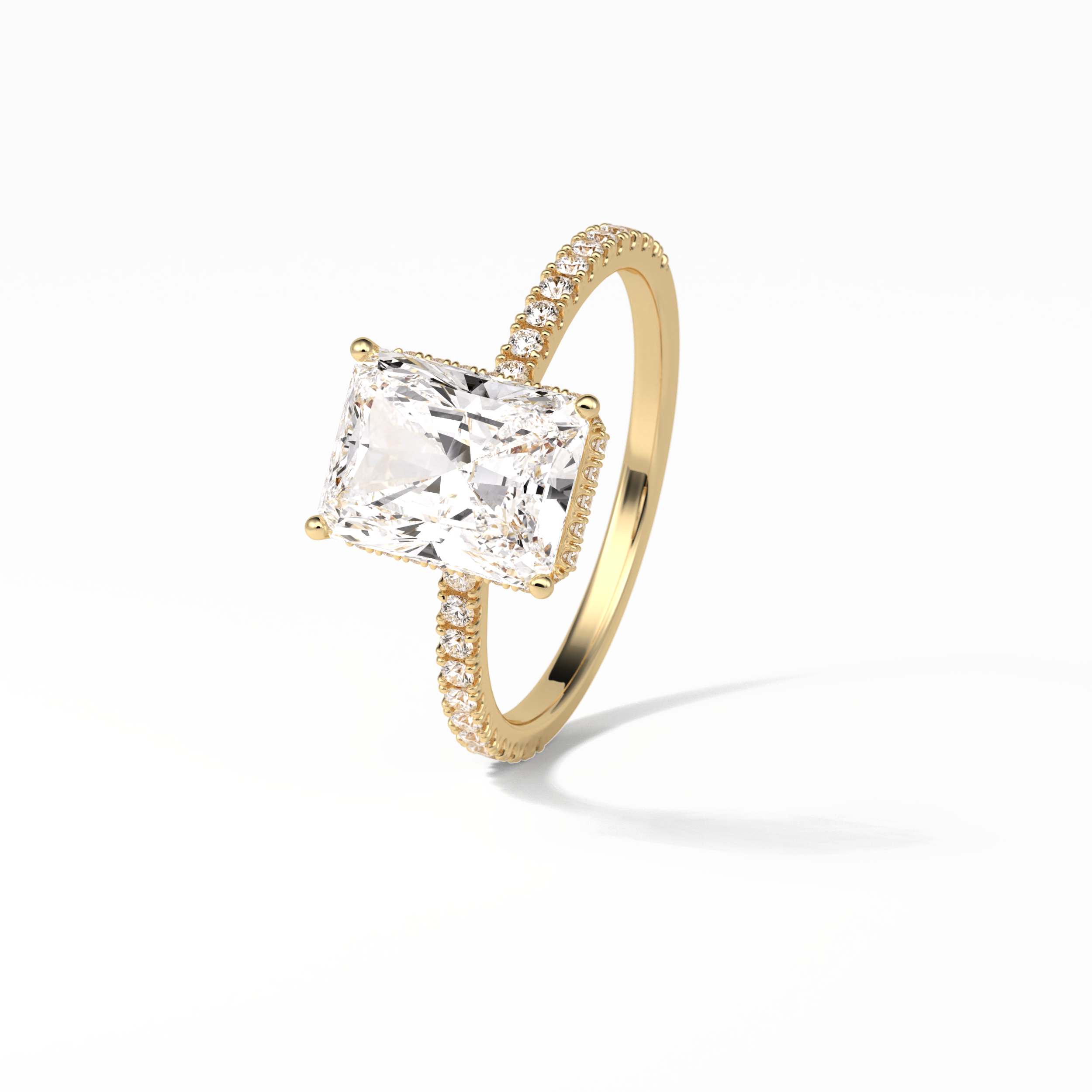Radiant Hidden Halo & Pave Lab Grown Diamond Engagement Ring