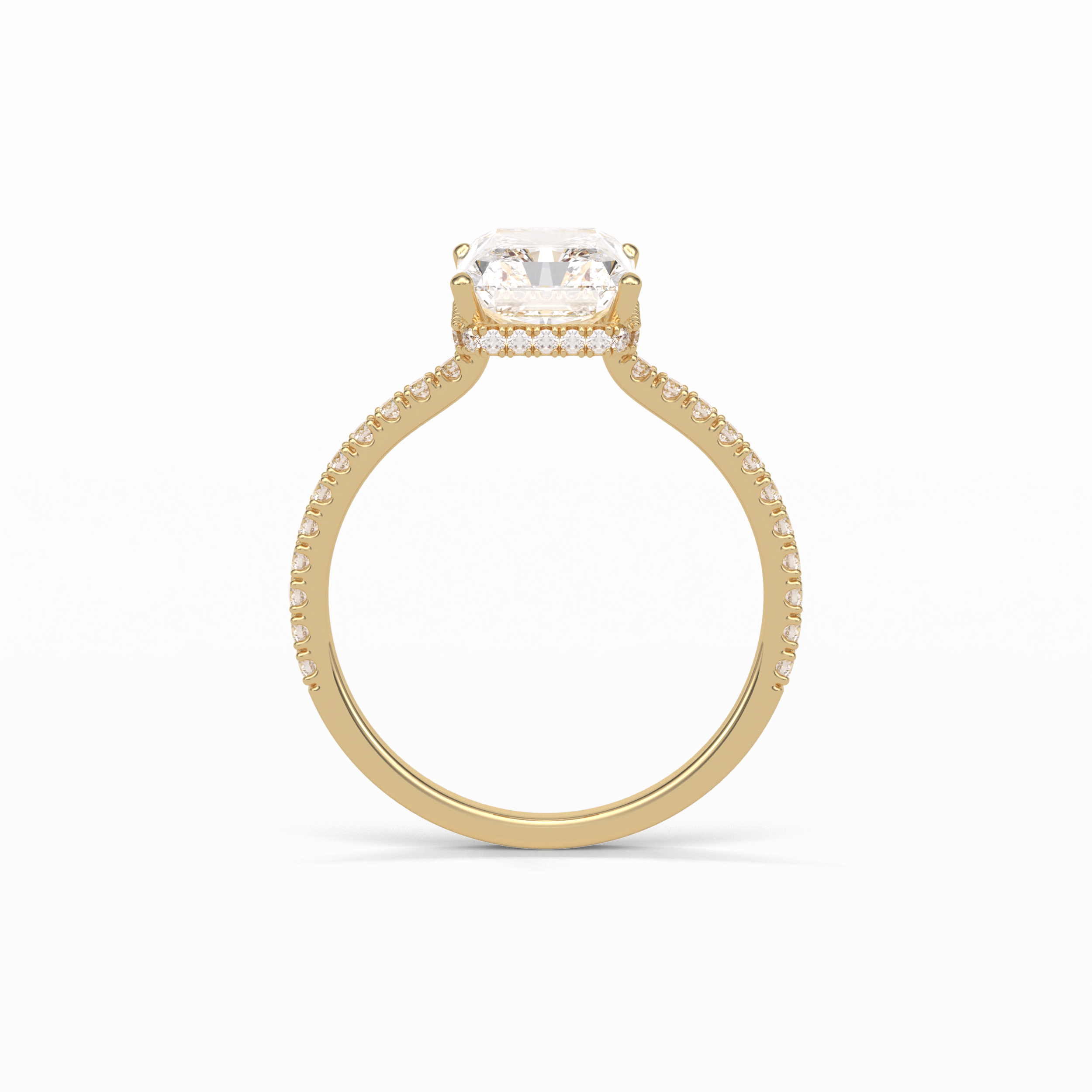 Radiant Hidden Halo & Pave Lab Grown Diamond Engagement Ring