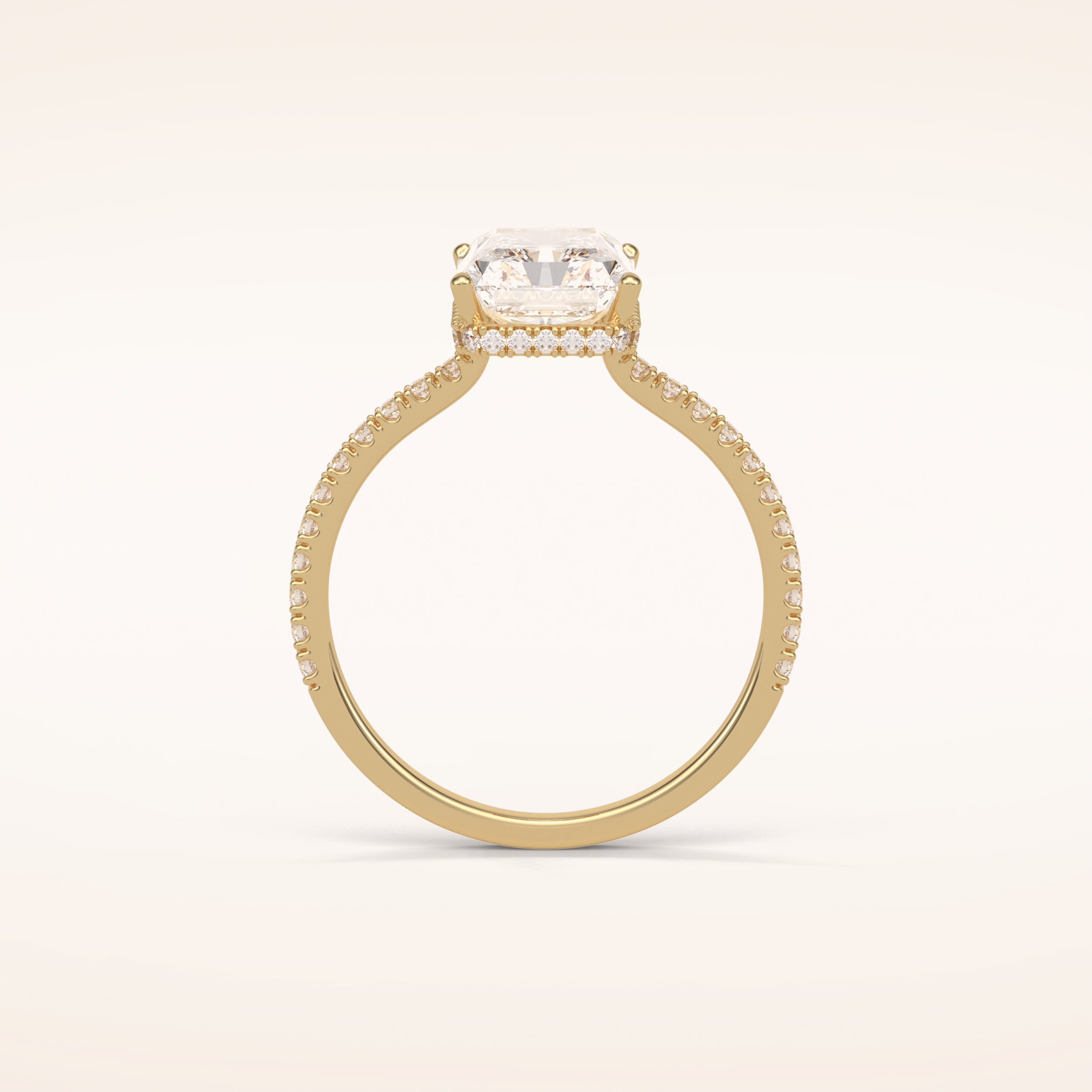 2.43 CT Radiant Shaped Pave Moissanite Engagement Ring