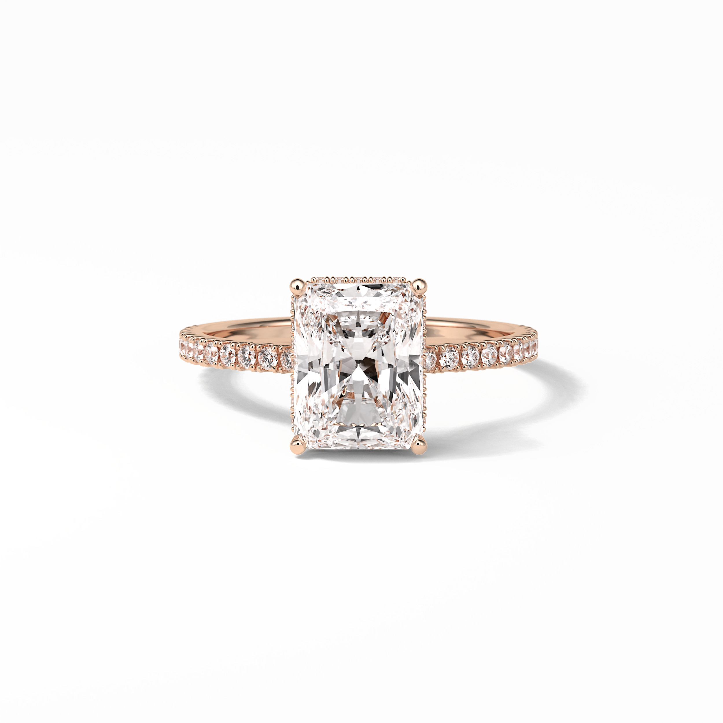 Radiant Hidden Halo & Pave Lab Grown Diamond Engagement Ring