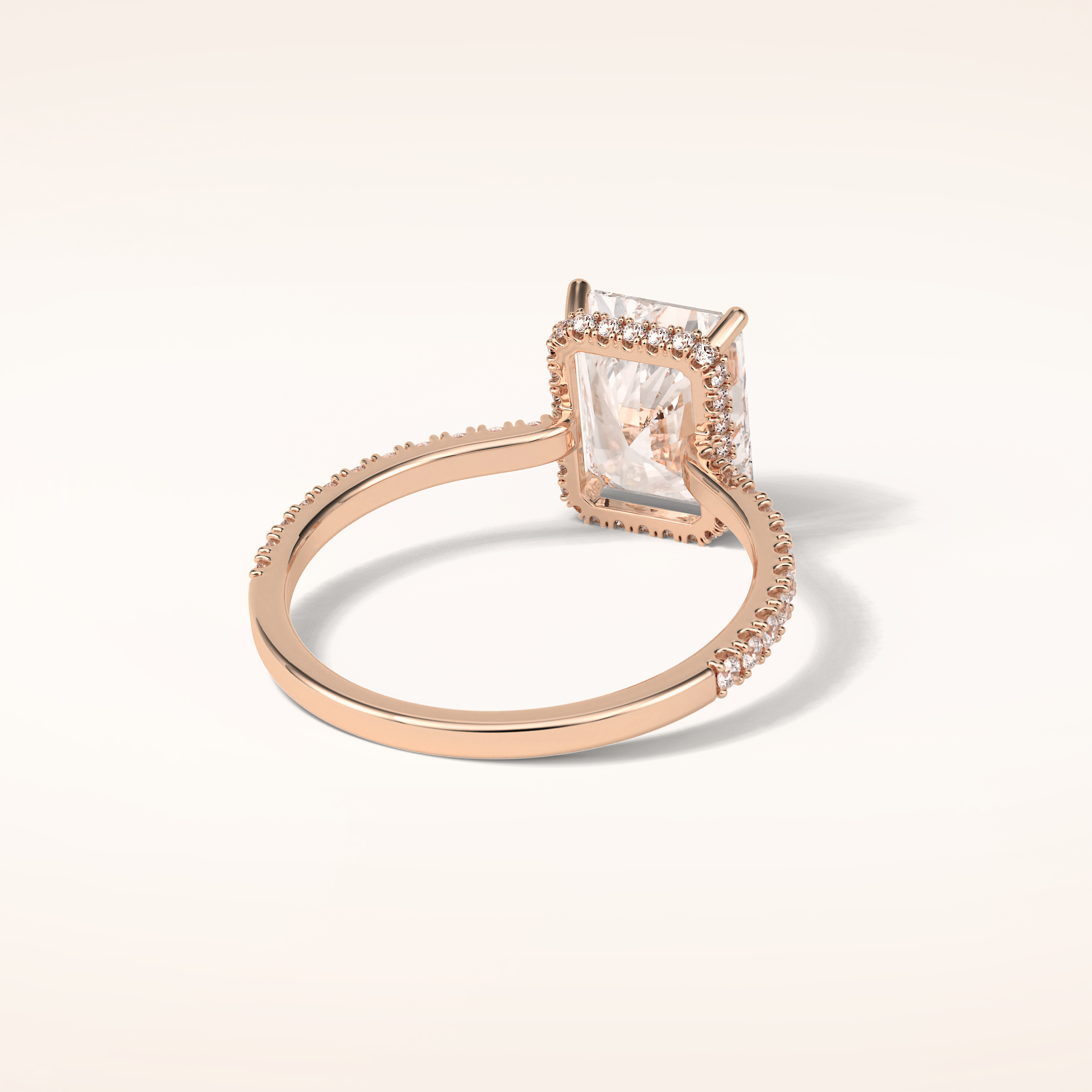 2.43 CT Radiant Shaped Pave Moissanite Engagement Ring