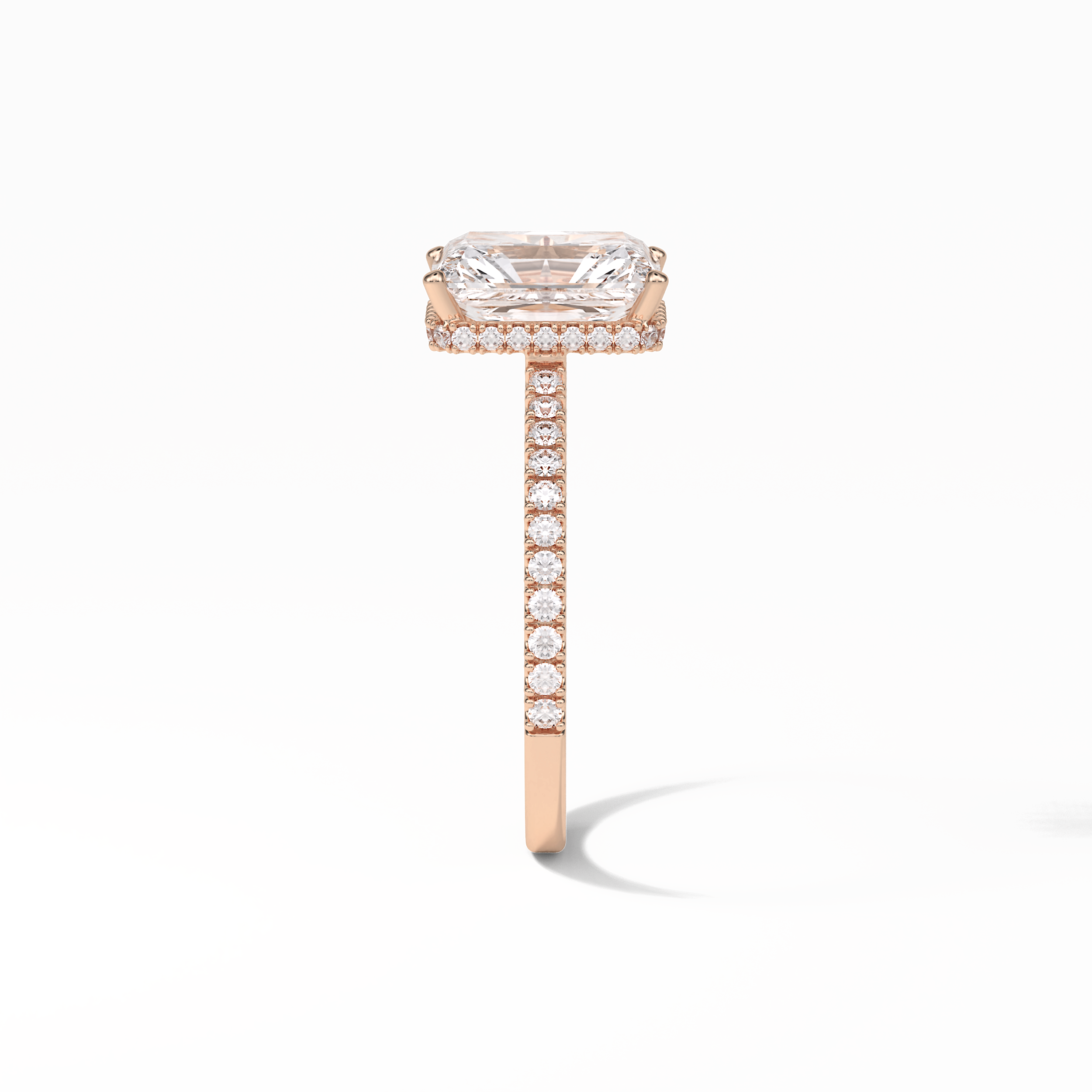 Radiant Hidden Halo & Pave Lab Grown Diamond Engagement Ring