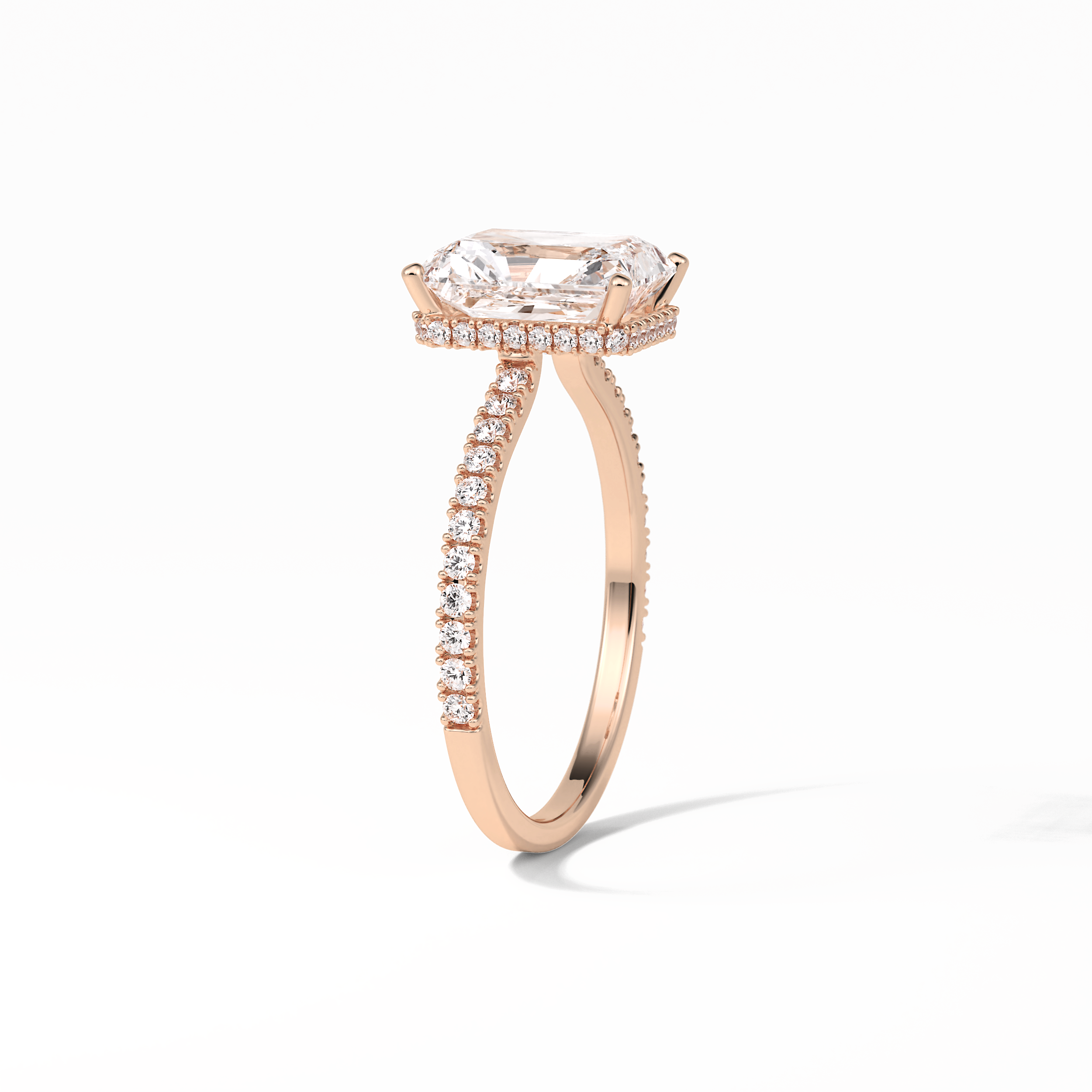 Radiant Hidden Halo & Pave Lab Grown Diamond Engagement Ring