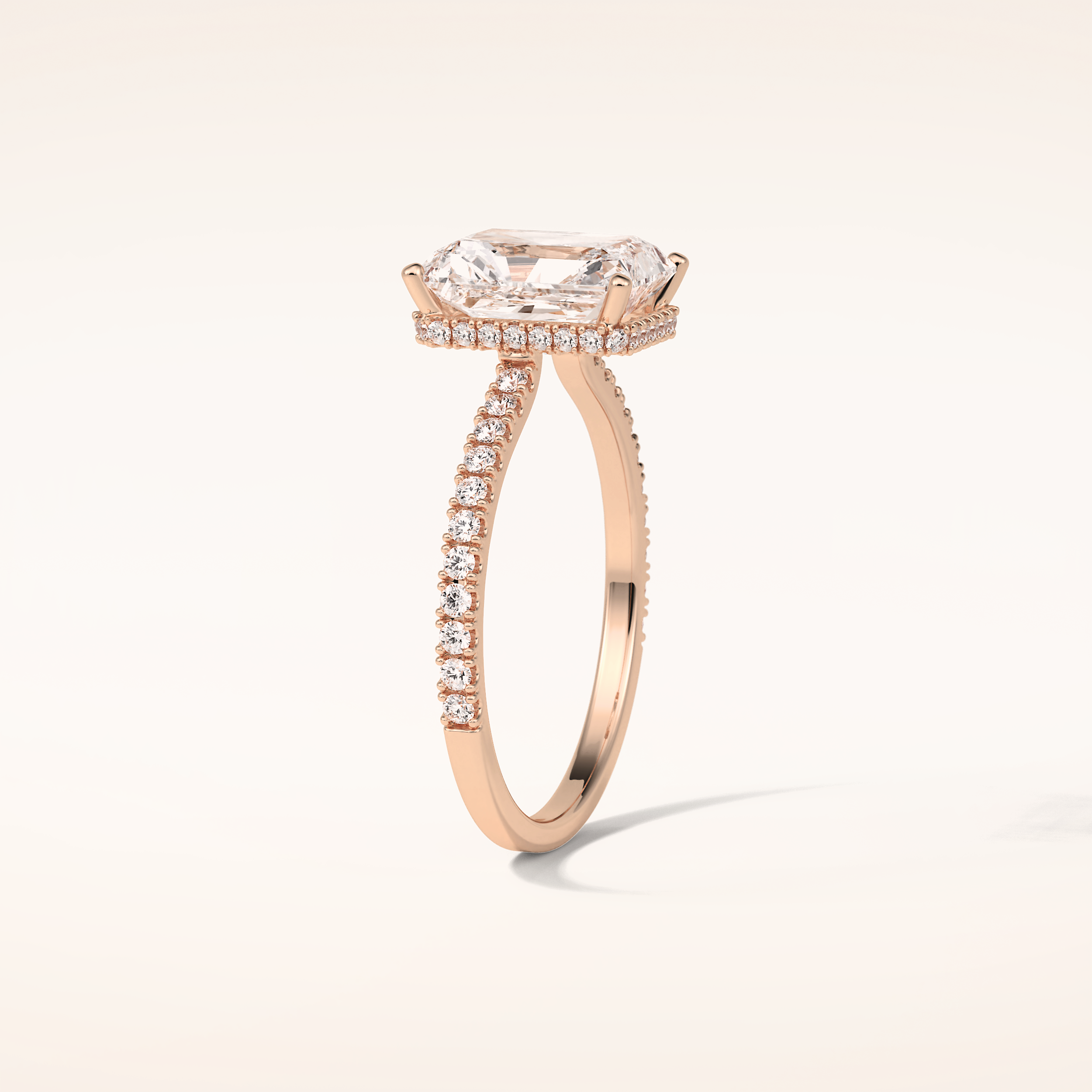 2.43 CT Radiant Shaped Pave Moissanite Engagement Ring