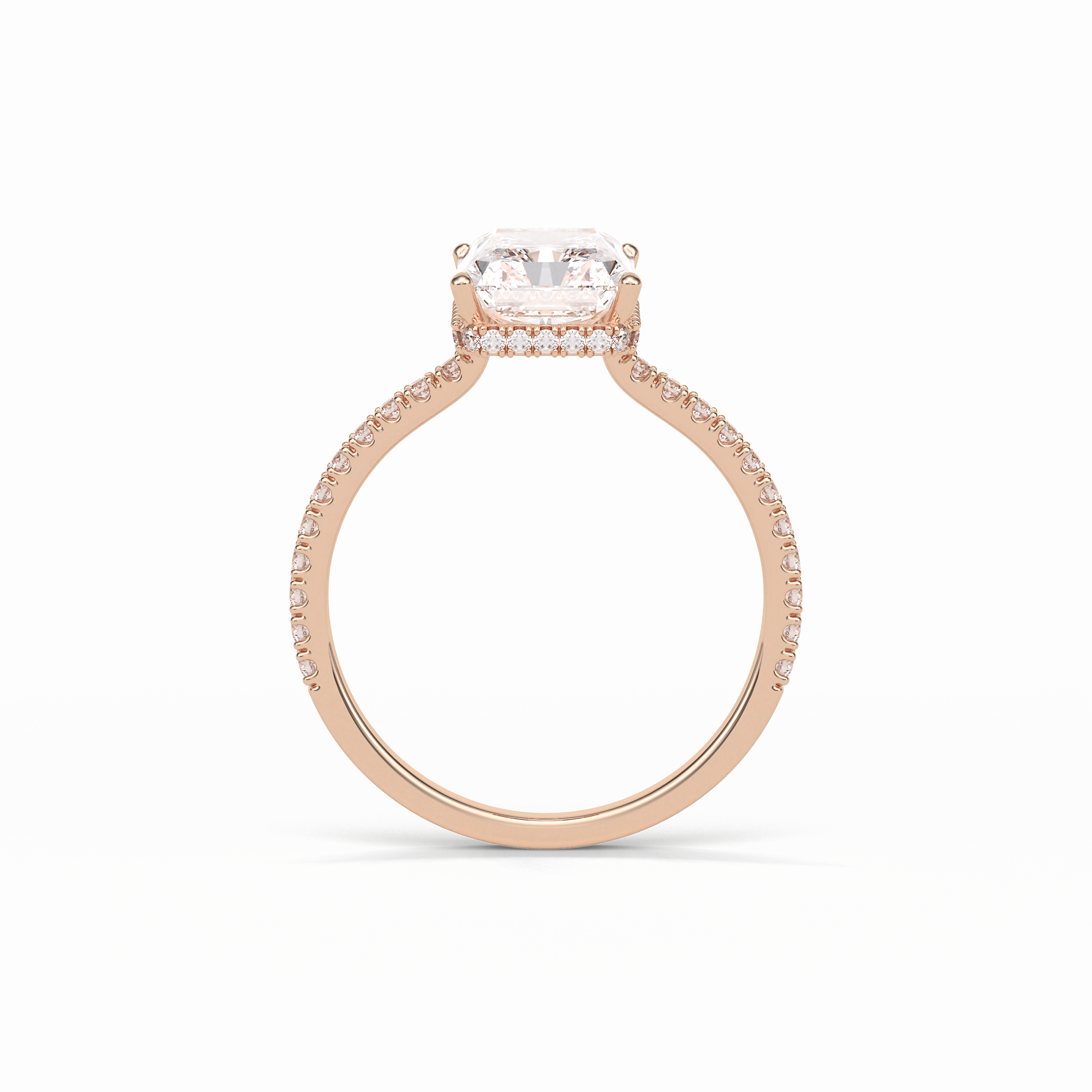 Radiant Hidden Halo & Pave Lab Grown Diamond Engagement Ring
