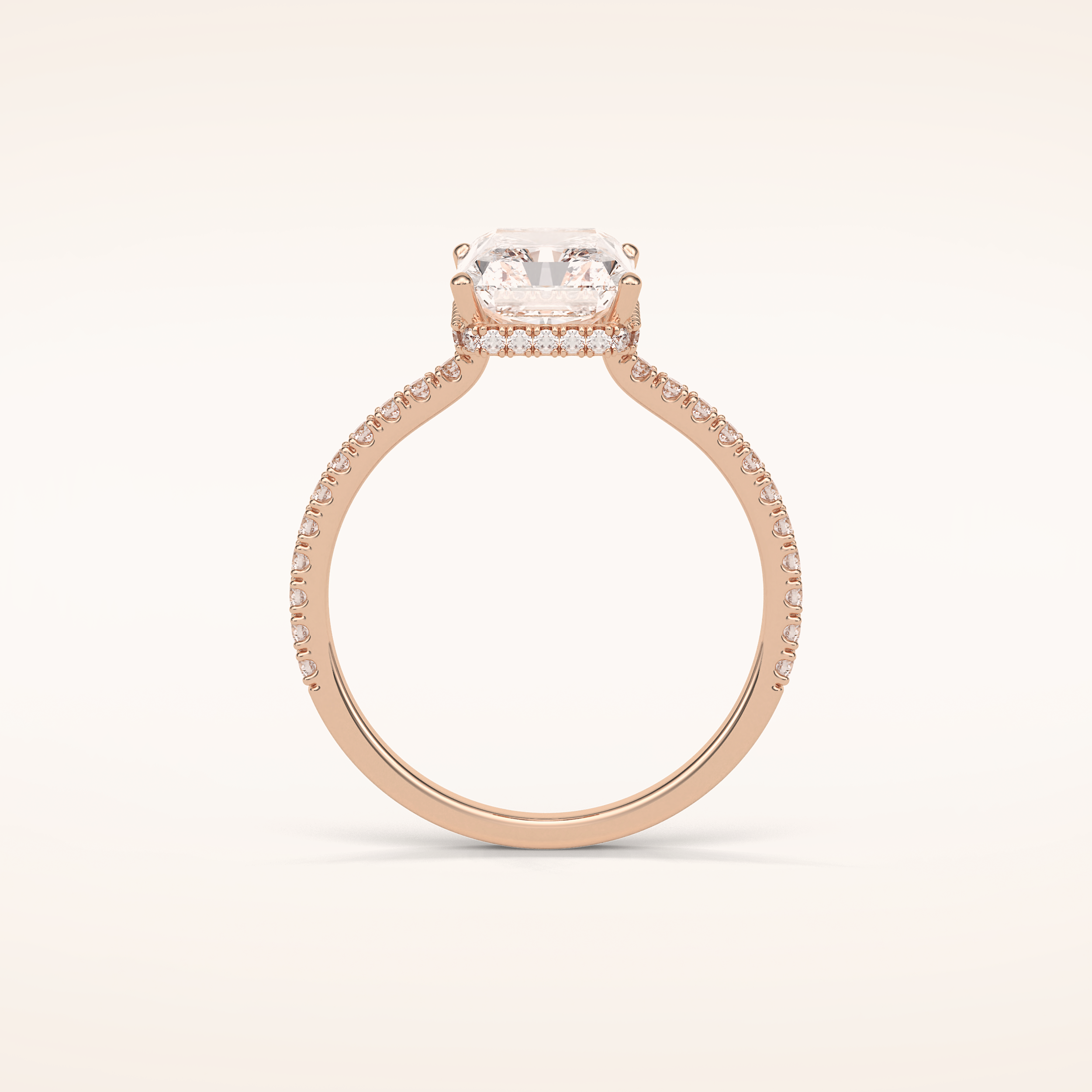 2.43 CT Radiant Shaped Pave Moissanite Engagement Ring