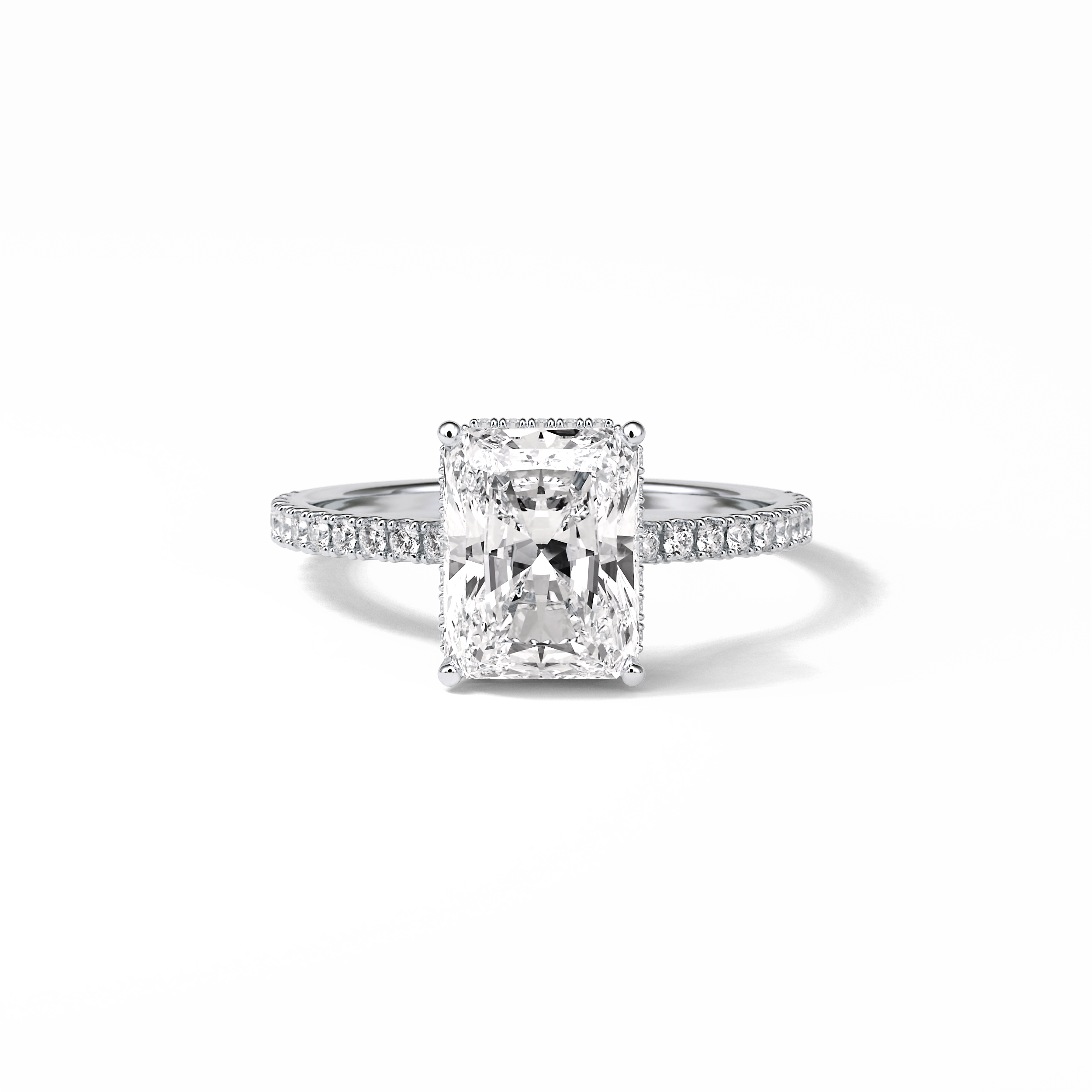 Radiant Hidden Halo & Pave Lab Grown Diamond Engagement Ring