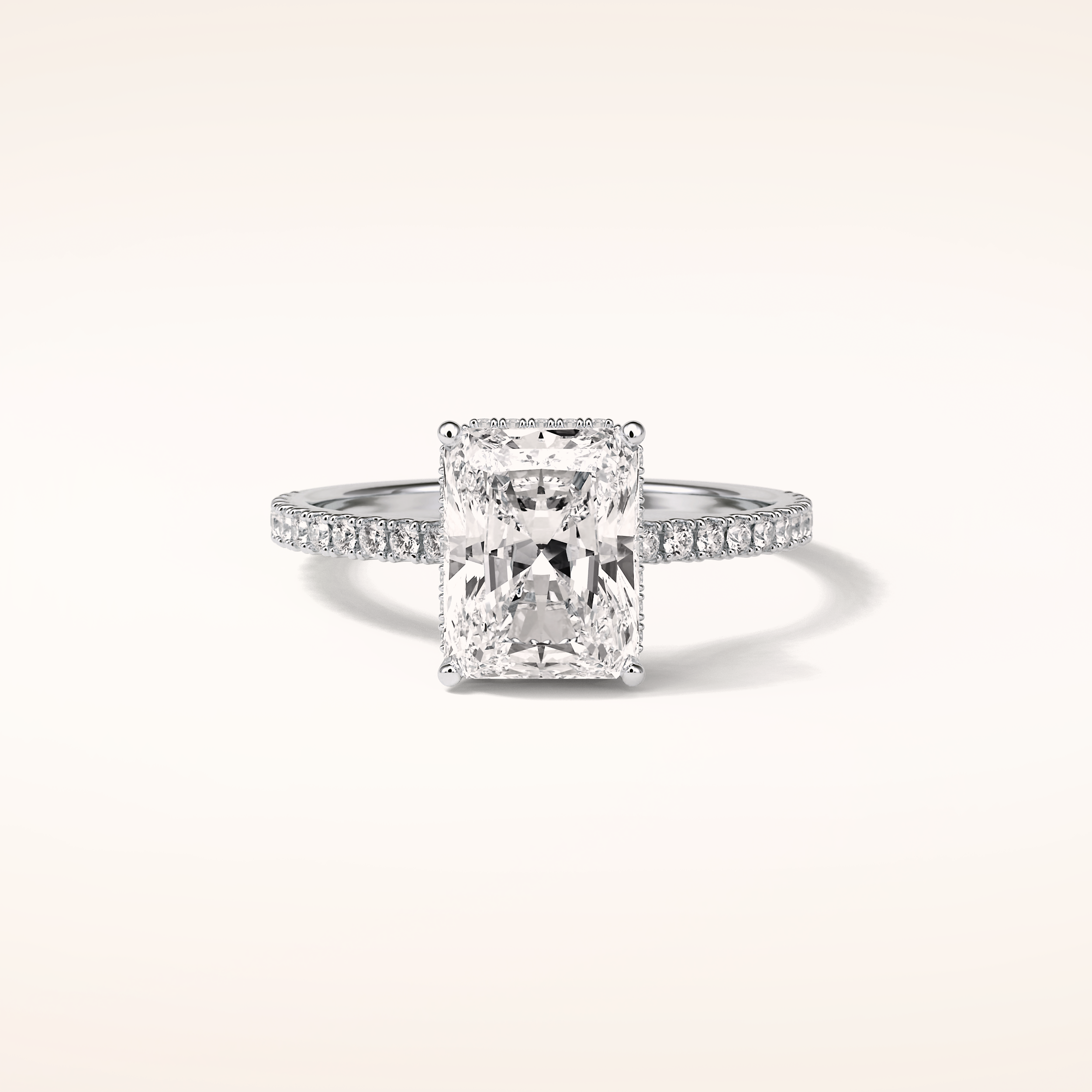 2.43 CT Radiant Shaped Pave Moissanite Engagement Ring
