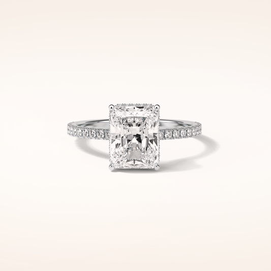 2.43 CT Radiant Shaped Pave Moissanite Engagement Ring
