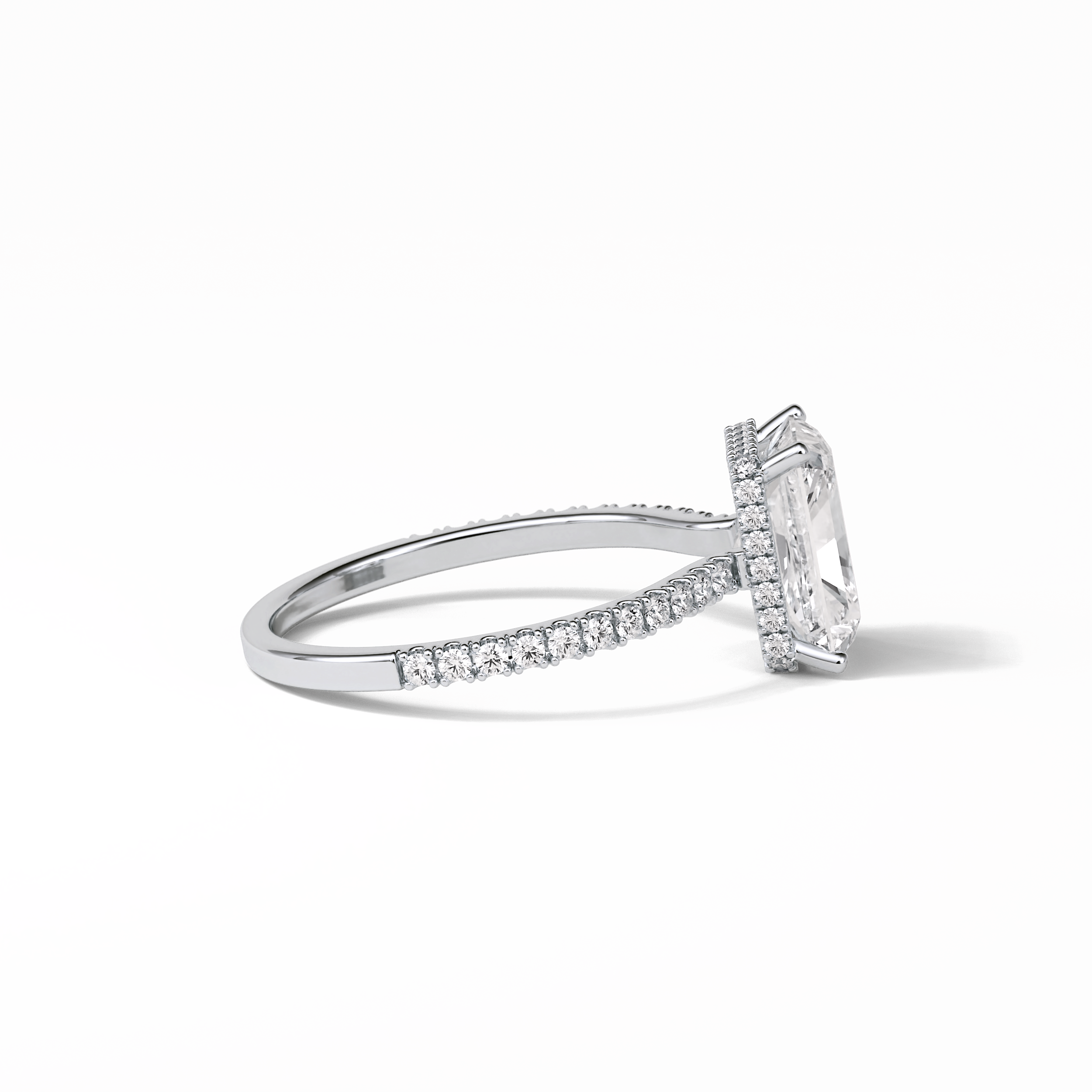 Radiant Hidden Halo & Pave Lab Grown Diamond Engagement Ring