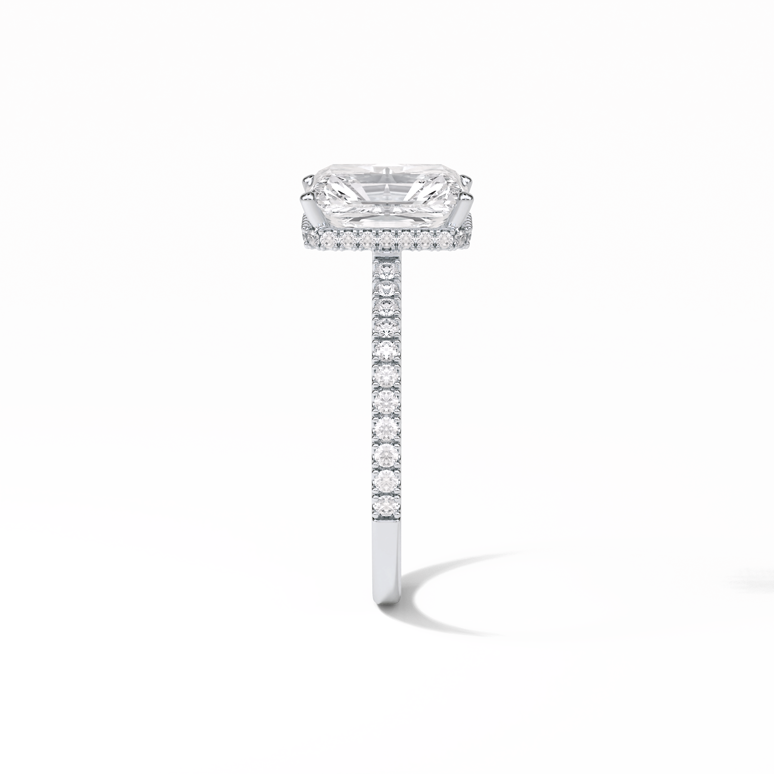 Radiant Hidden Halo & Pave Lab Grown Diamond Engagement Ring