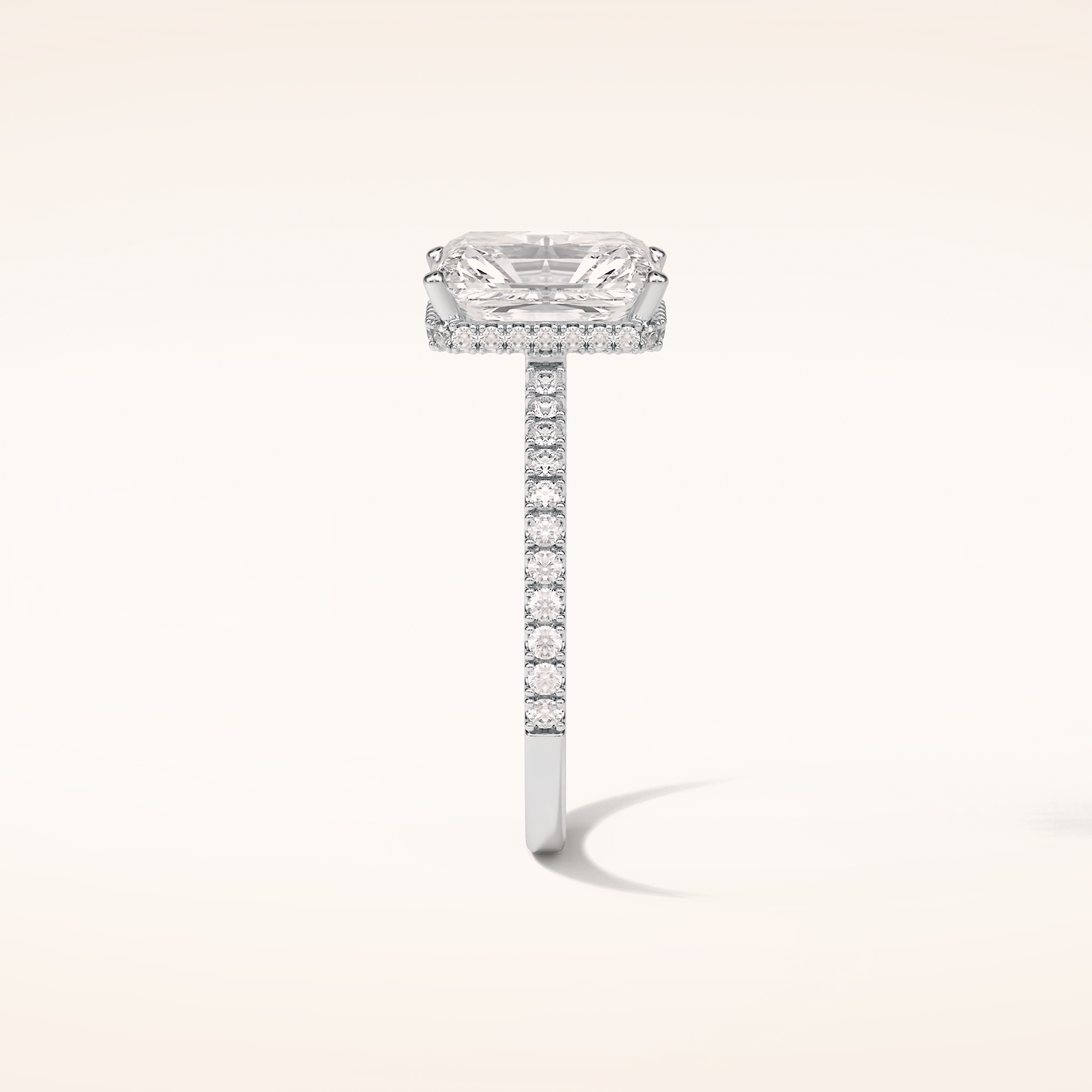 2.43 CT Radiant Shaped Pave Moissanite Engagement Ring