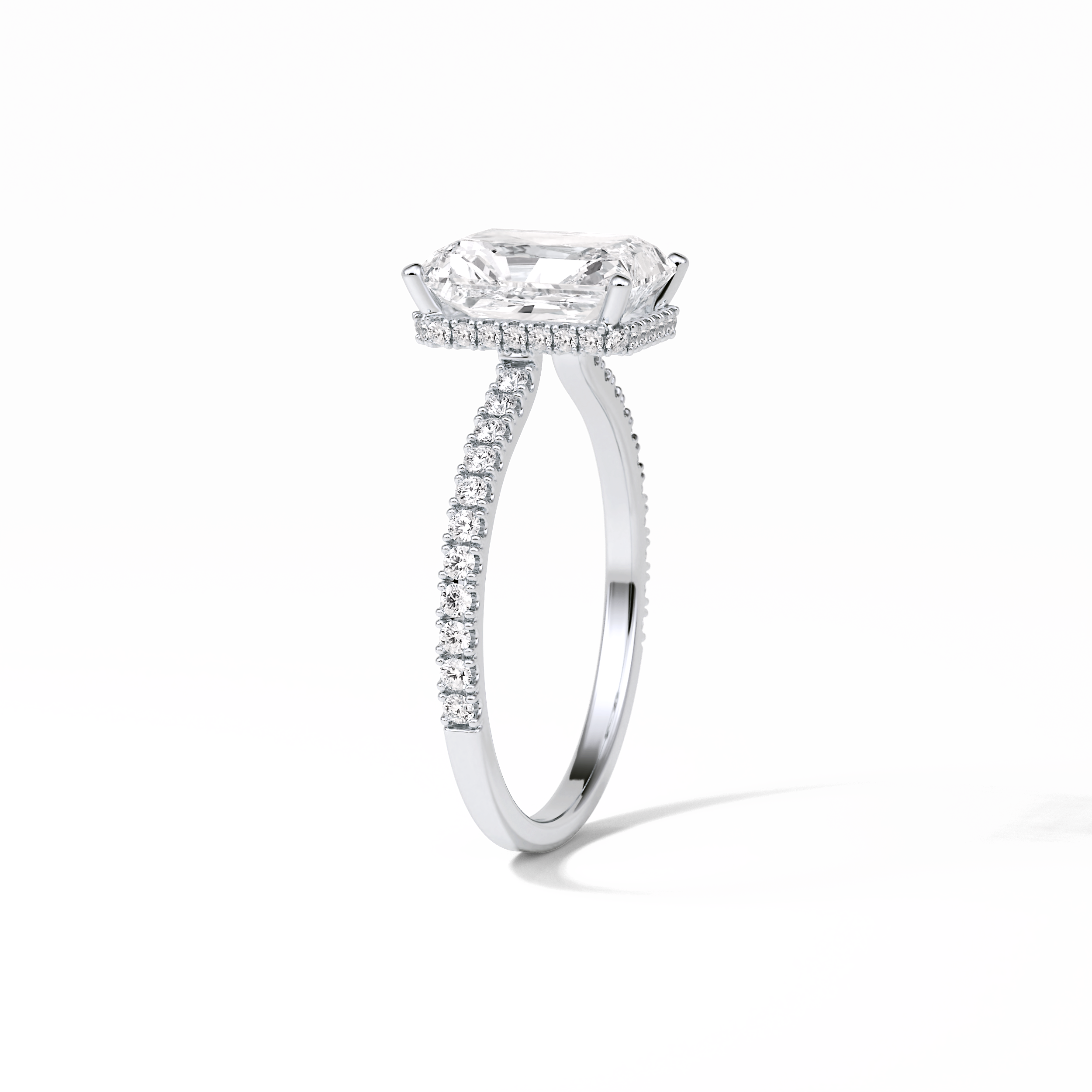 Radiant Hidden Halo & Pave Lab Grown Diamond Engagement Ring