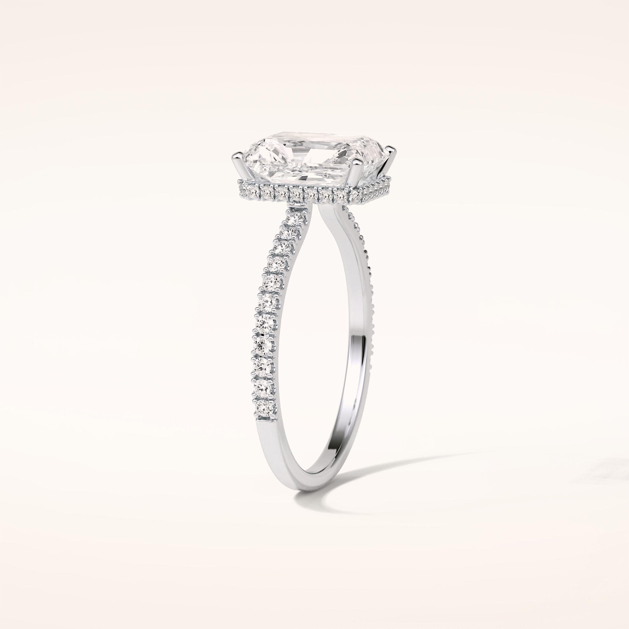 2.43 CT Radiant Shaped Pave Moissanite Engagement Ring