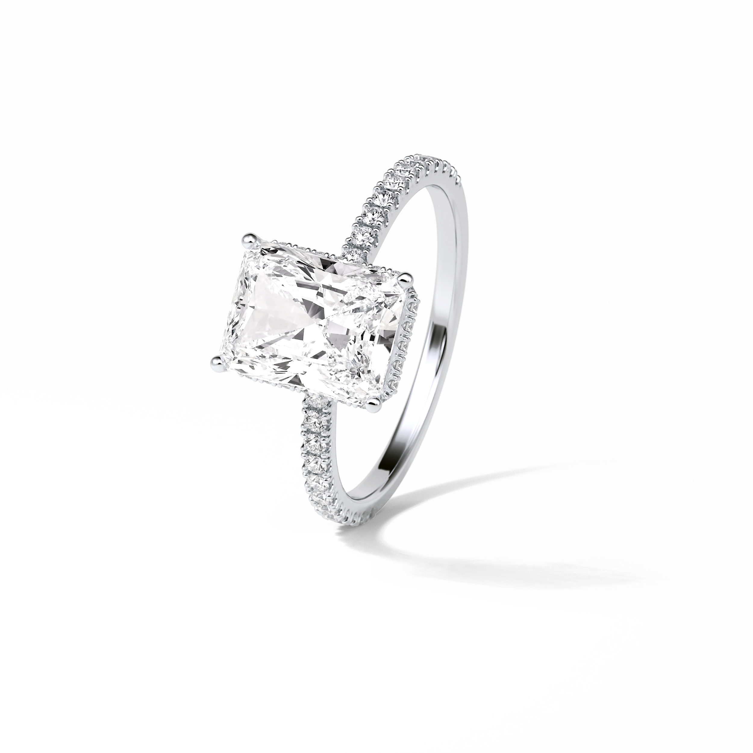 Radiant Hidden Halo & Pave Lab Grown Diamond Engagement Ring