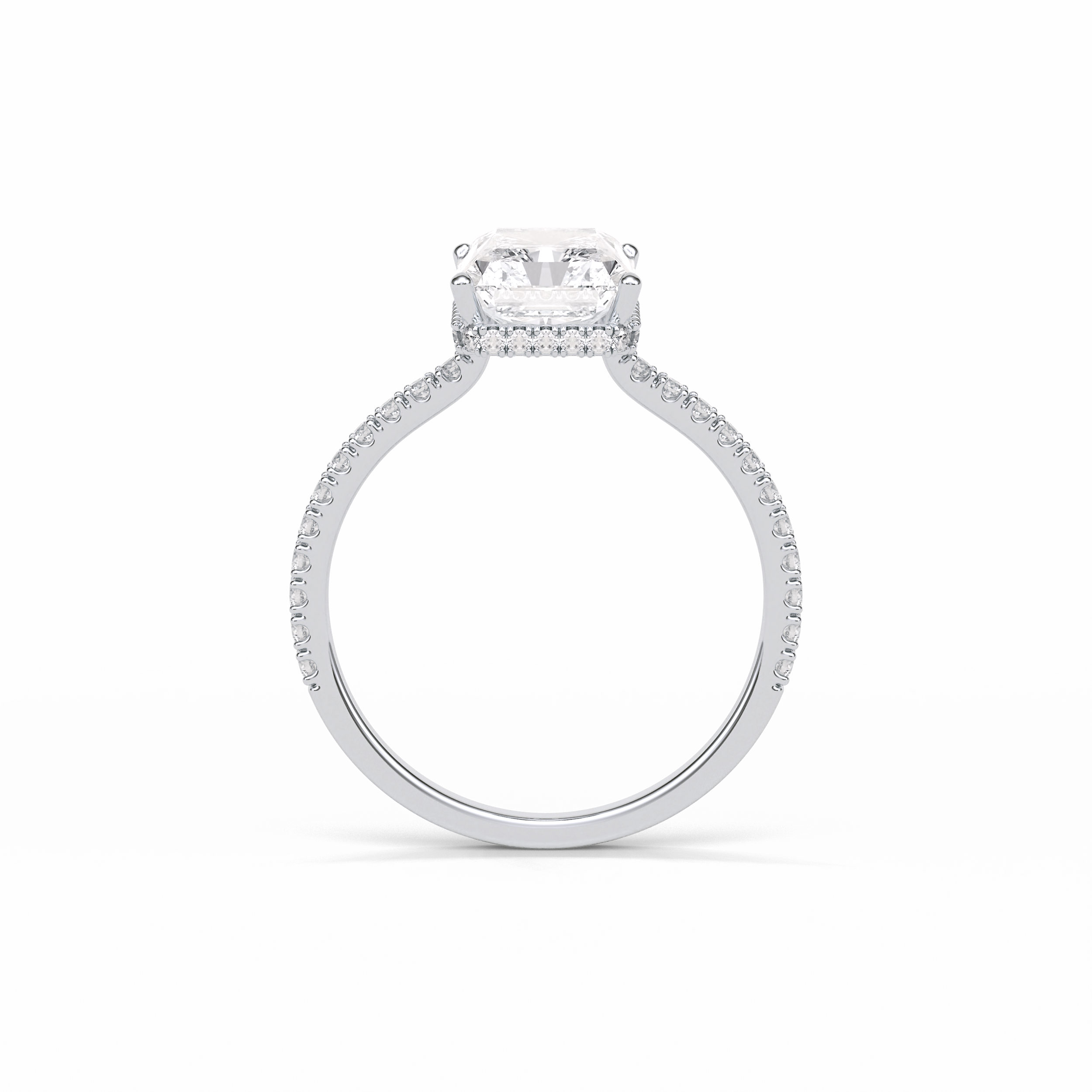 Radiant Hidden Halo & Pave Lab Grown Diamond Engagement Ring