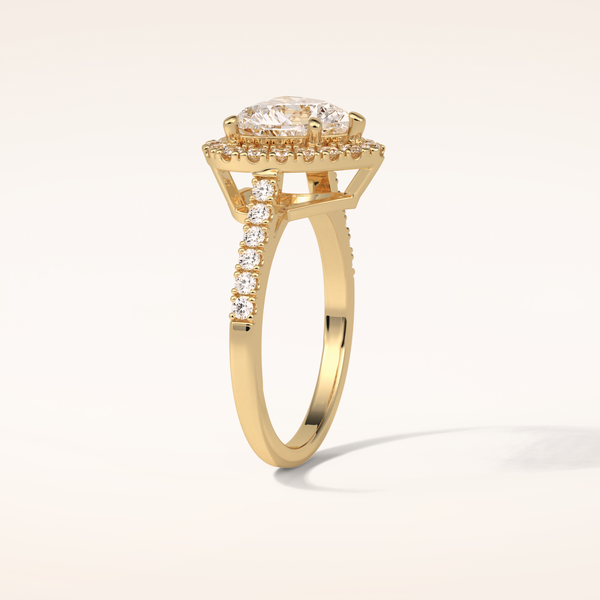 2 CT Heart Shaped Halo & Pave Moissanite Engagement Ring