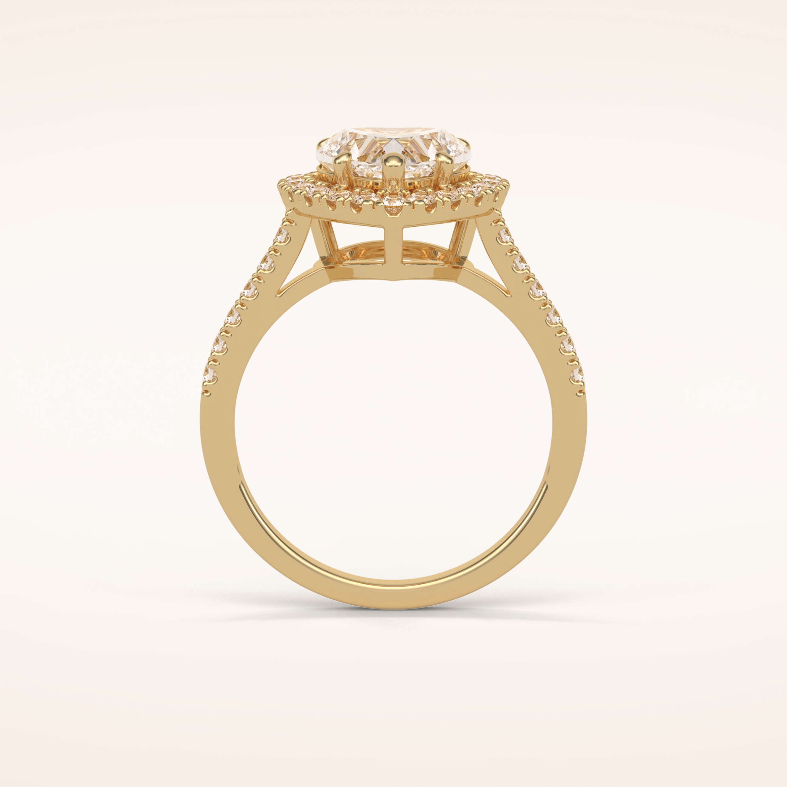 2 CT Heart Shaped Halo & Pave Moissanite Engagement Ring