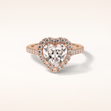 2 CT Heart Shaped Halo & Pave Moissanite Engagement Ring