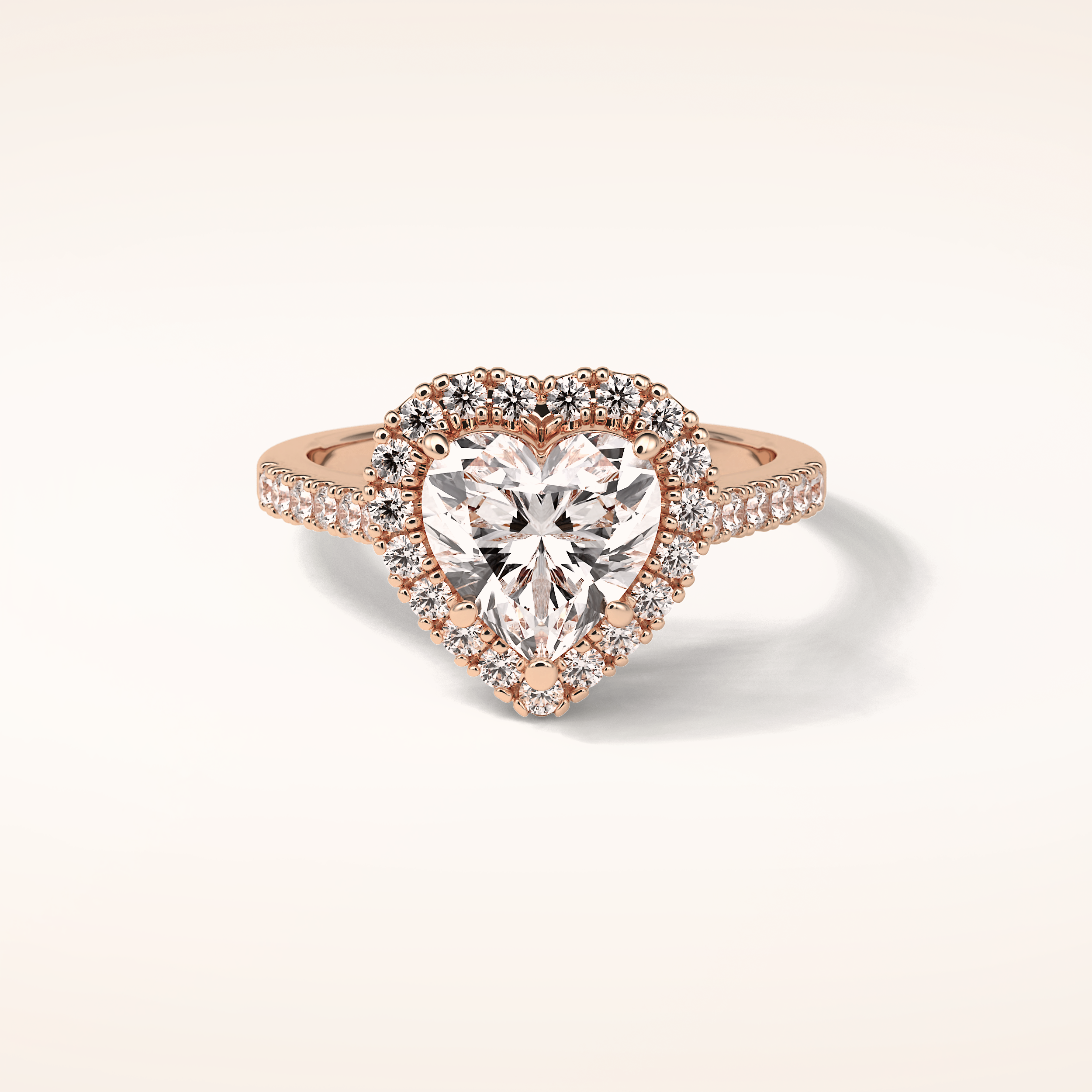 2 CT Heart Shaped Halo & Pave Moissanite Engagement Ring