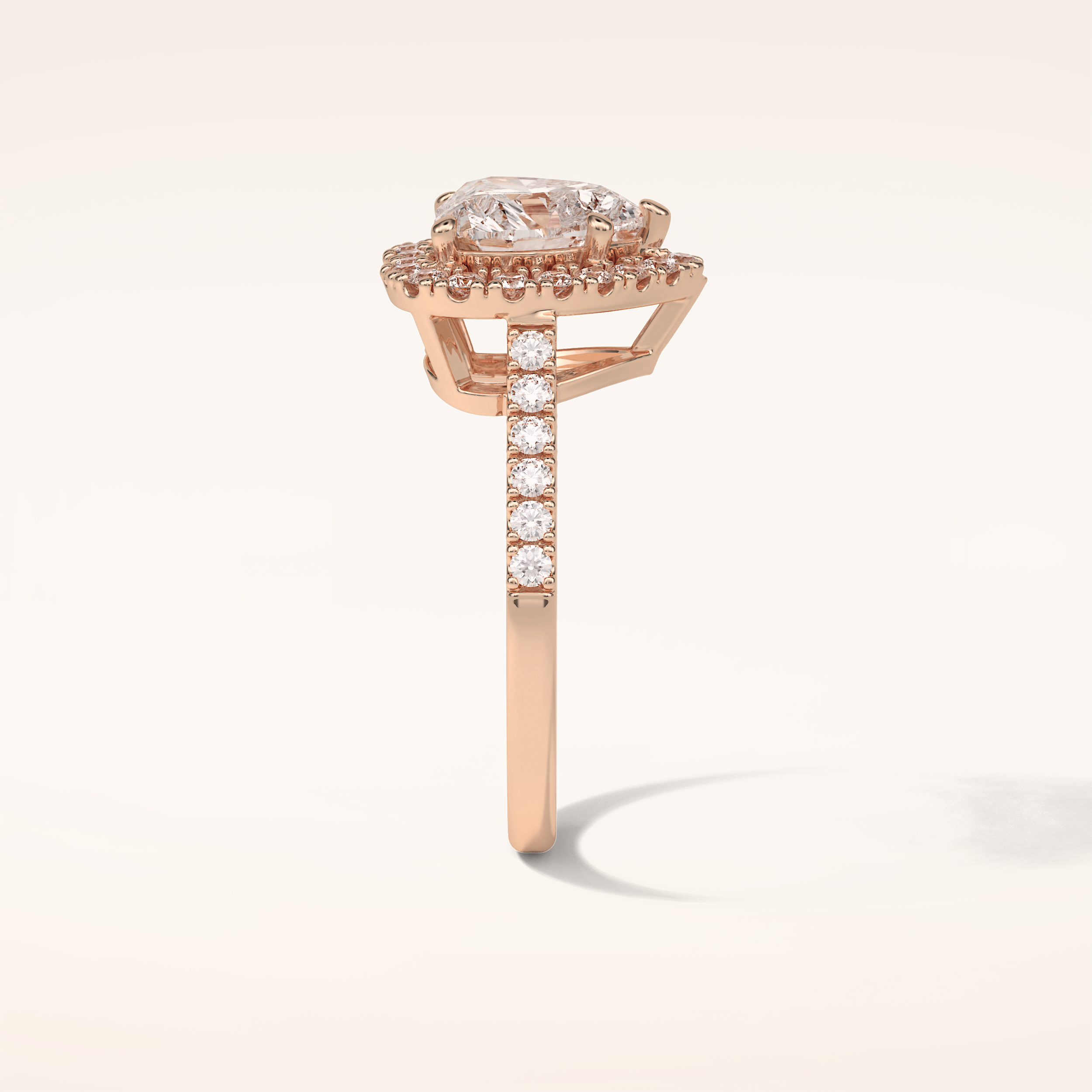 2 CT Heart Shaped Halo & Pave Moissanite Engagement Ring