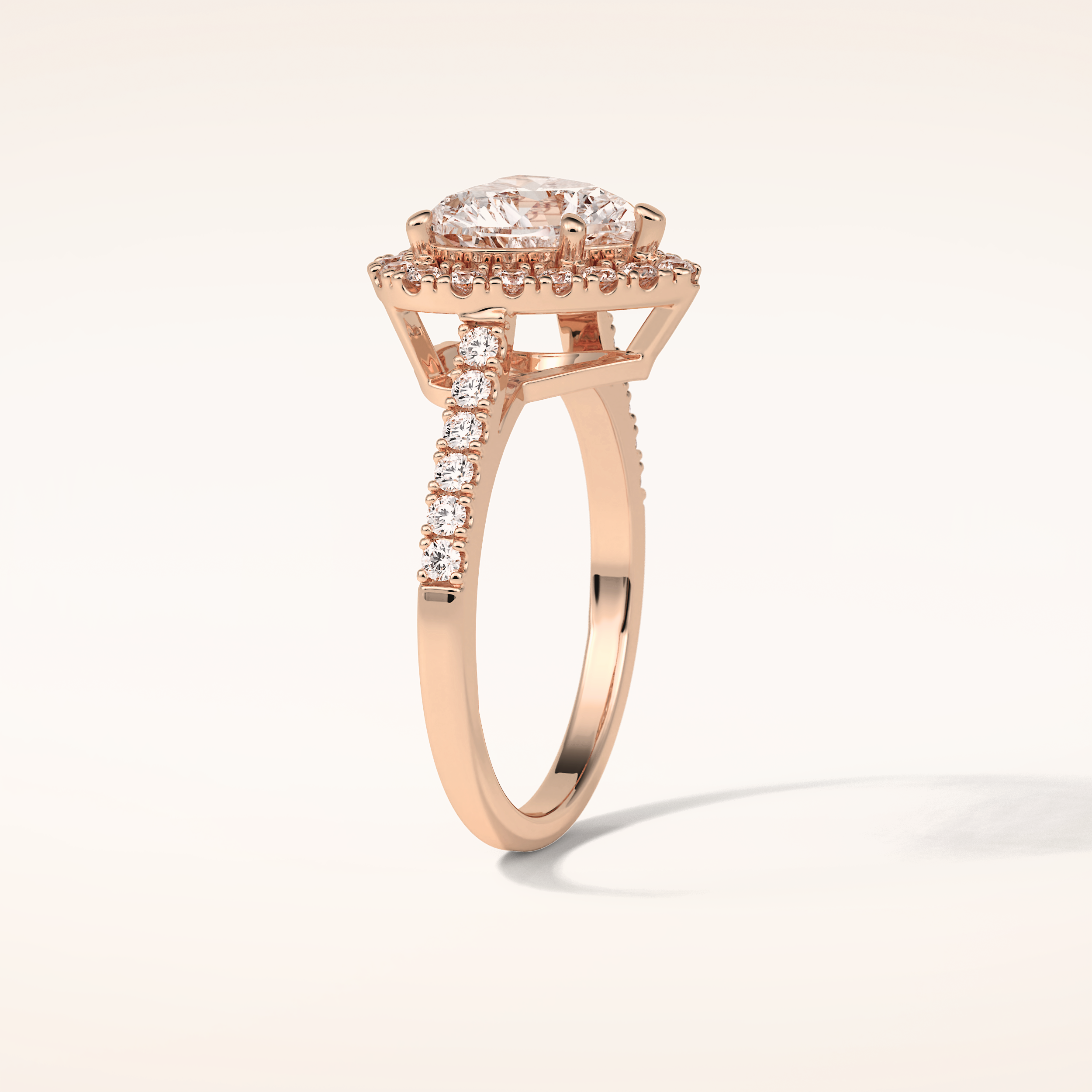 2 CT Heart Shaped Halo & Pave Moissanite Engagement Ring