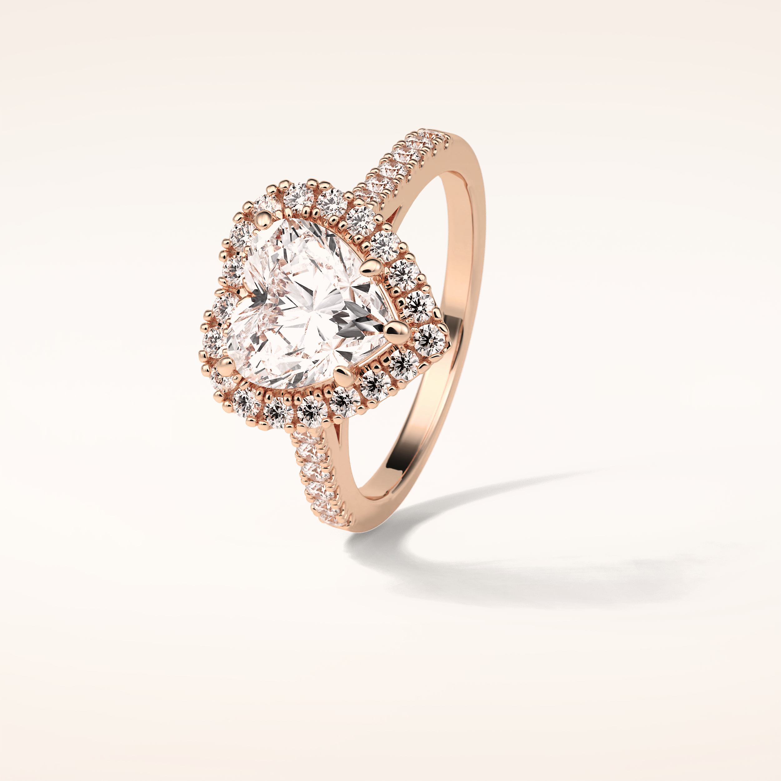 2 CT Heart Shaped Halo & Pave Moissanite Engagement Ring