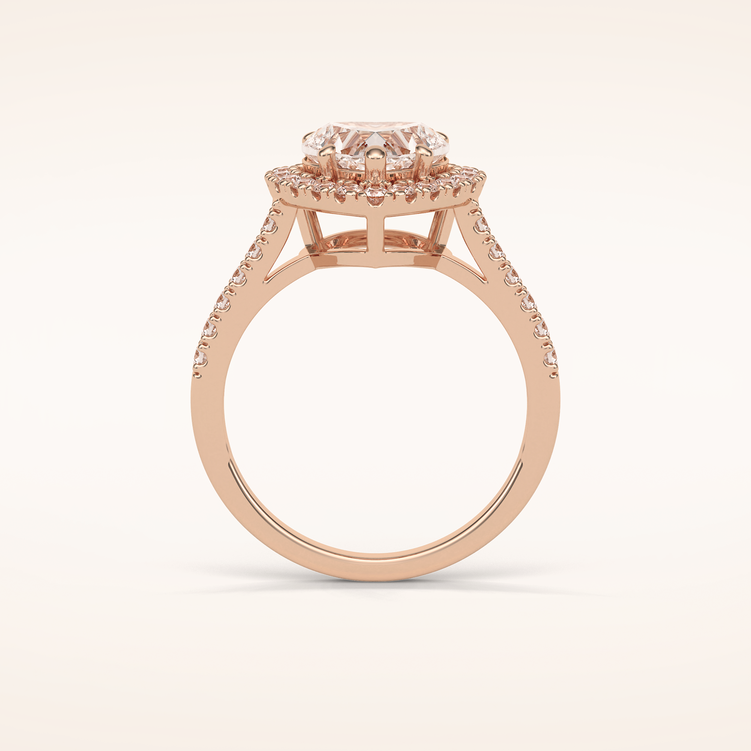 2 CT Heart Shaped Halo & Pave Moissanite Engagement Ring