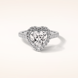 2 CT Heart Shaped Halo & Pave Moissanite Engagement Ring