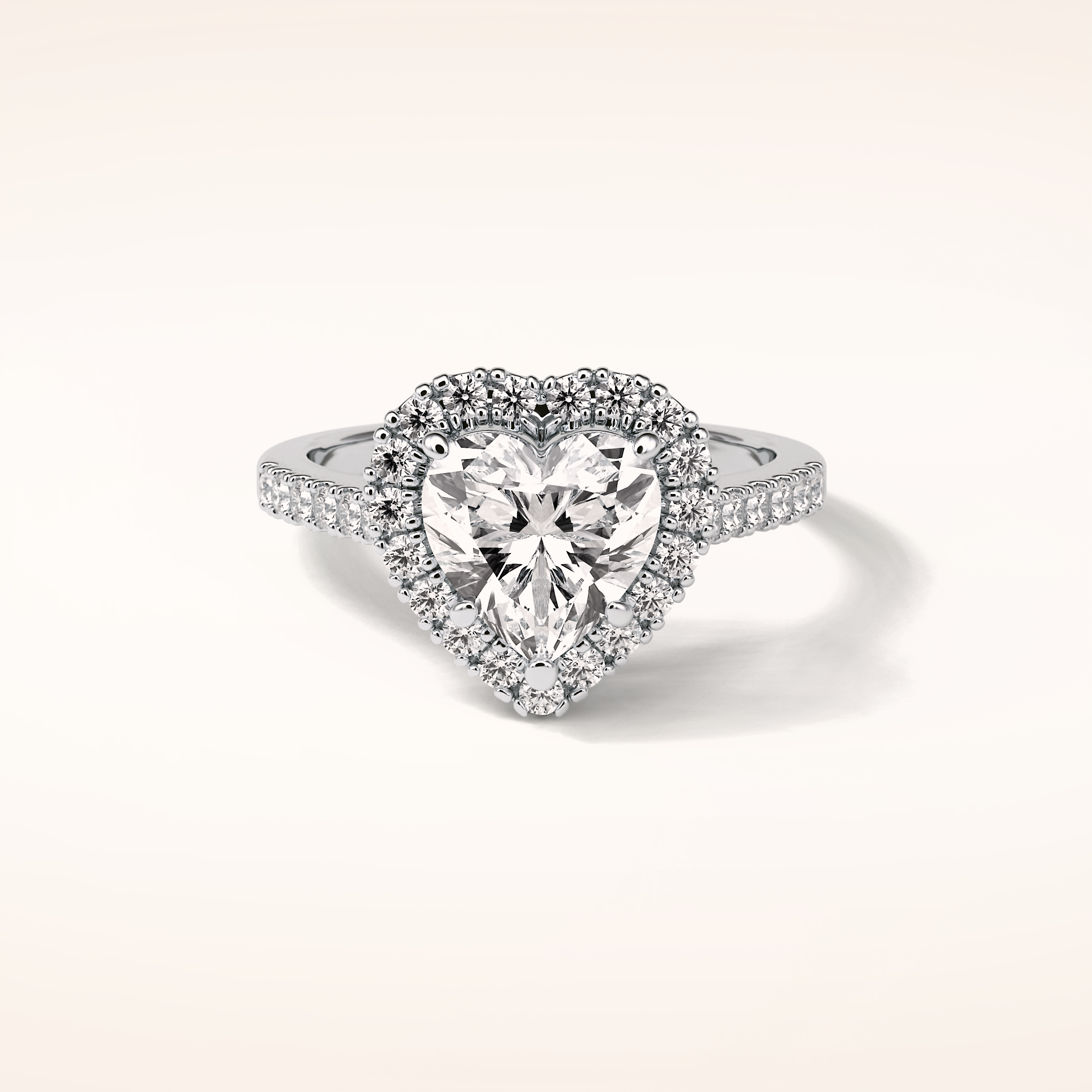2 CT Heart Shaped Halo & Pave Moissanite Engagement Ring