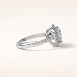 2 CT Heart Shaped Halo & Pave Moissanite Engagement Ring