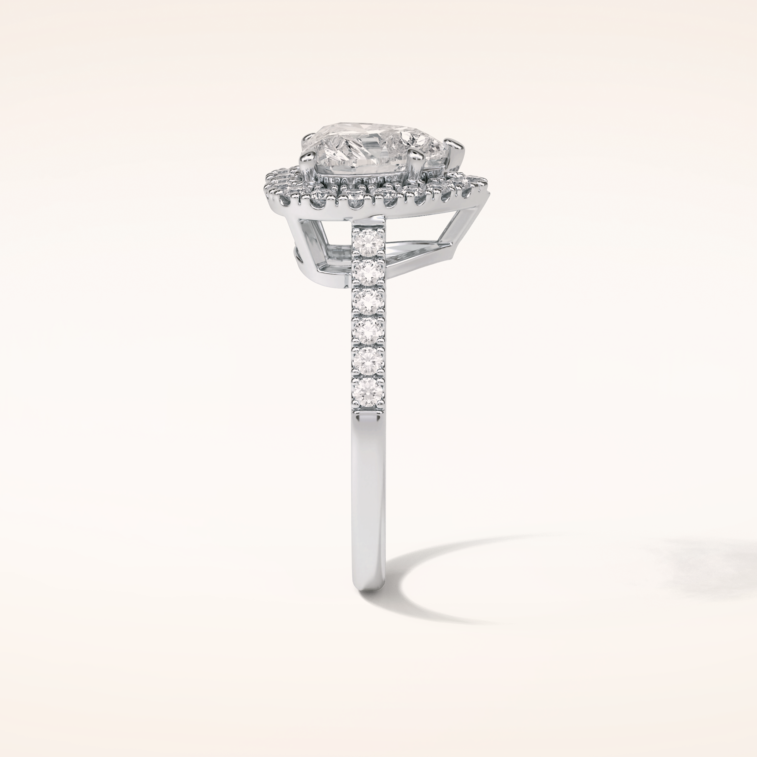 2 CT Heart Shaped Halo & Pave Moissanite Engagement Ring