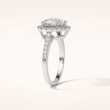 2 CT Heart Shaped Halo & Pave Moissanite Engagement Ring