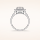 2 CT Heart Shaped Halo & Pave Moissanite Engagement Ring
